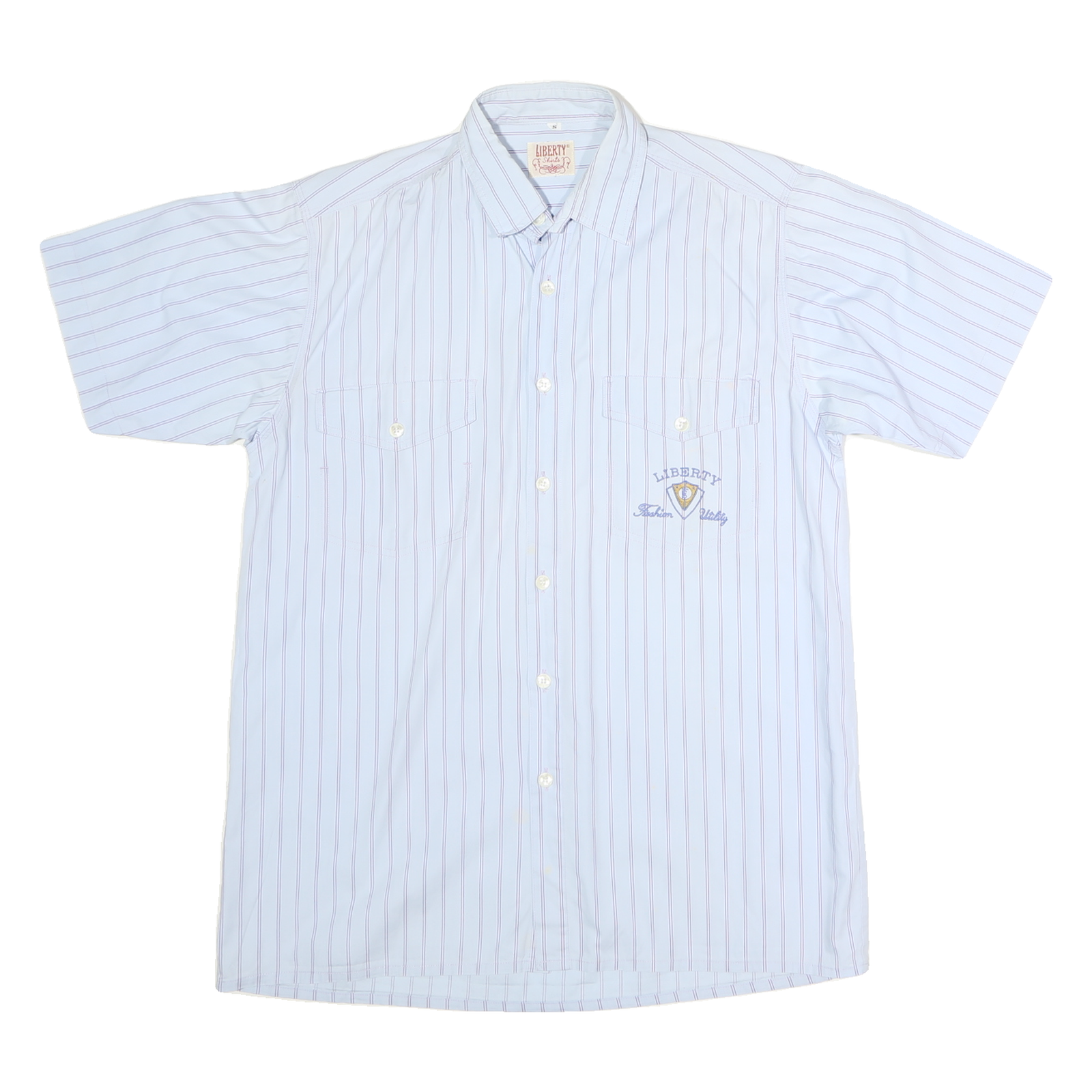 LIBERTY Mens Blue & Red Stripe Short Sleeve Shirt S Cotton Blend Casual Refurbished - N/A refurbished available on Cerqular
