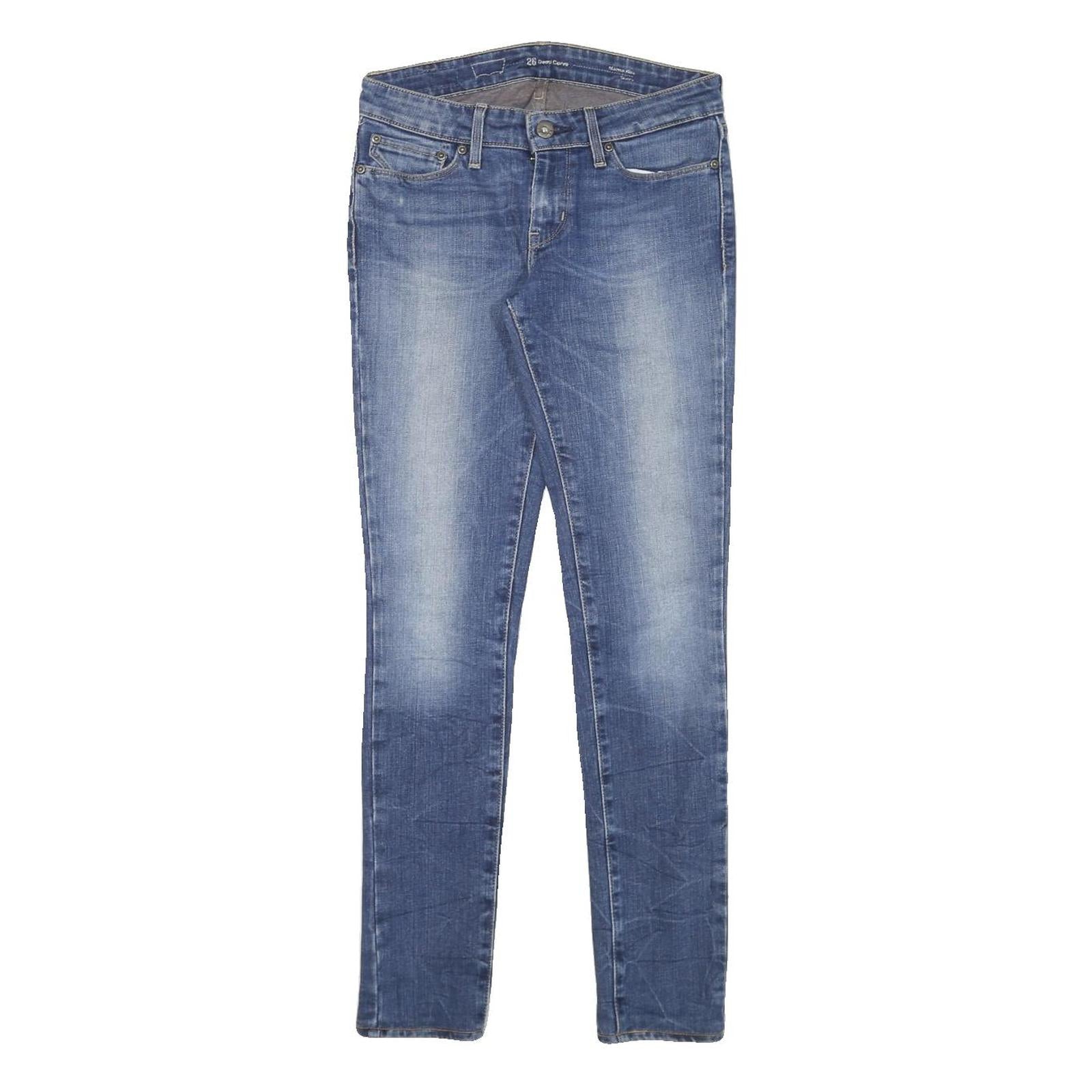 LEVI'S Womens Slim Blue Denim Medium Wash Jeans W26 L29 Stretch Cotton Blend Refurbished - N/A refurbished available on Cerqular
