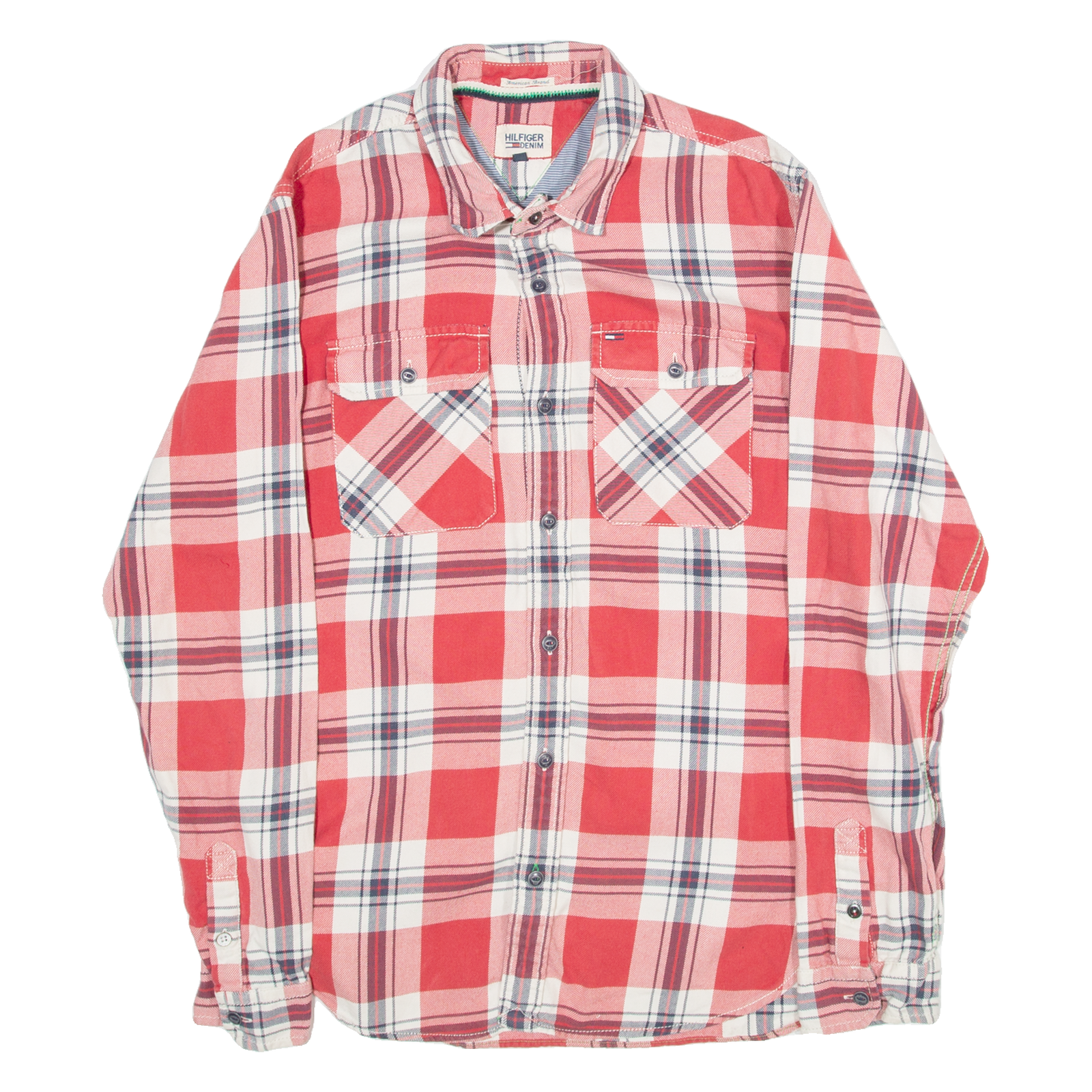 TOMMY HILFIGER Mens Shirt Red Plaid Long Sleeve M Refurbished - N/A refurbished available on Cerqular