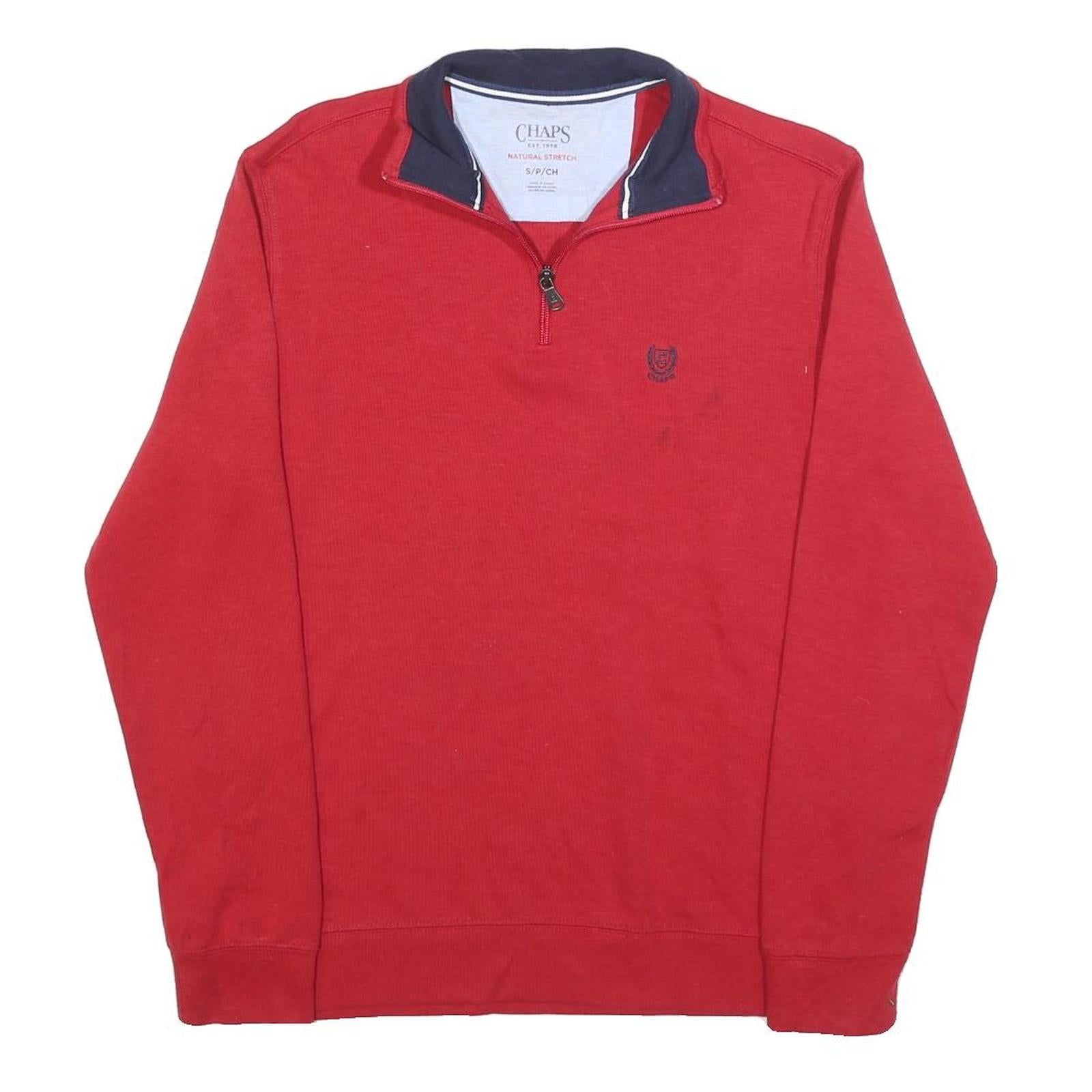 CHAPS Mens Red 1/4 Zip S Sweatshirt Cotton Blend Casual Pullover Refurbished - N/A refurbished available on Cerqular