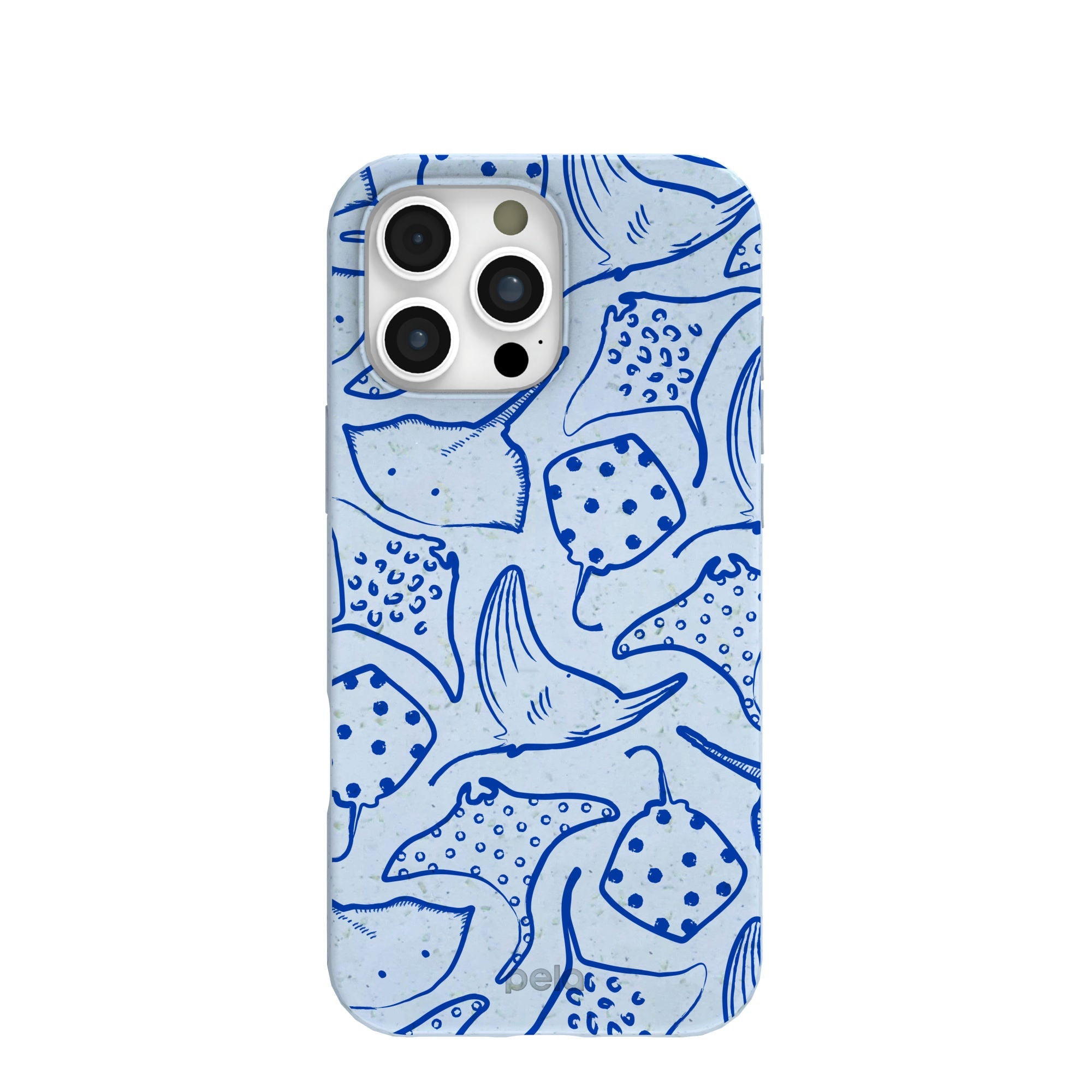 Powder Blue Stingray Fever iPhone 16 Pro Max Case Refurbished - Pela Case refurbished available on Cerqular