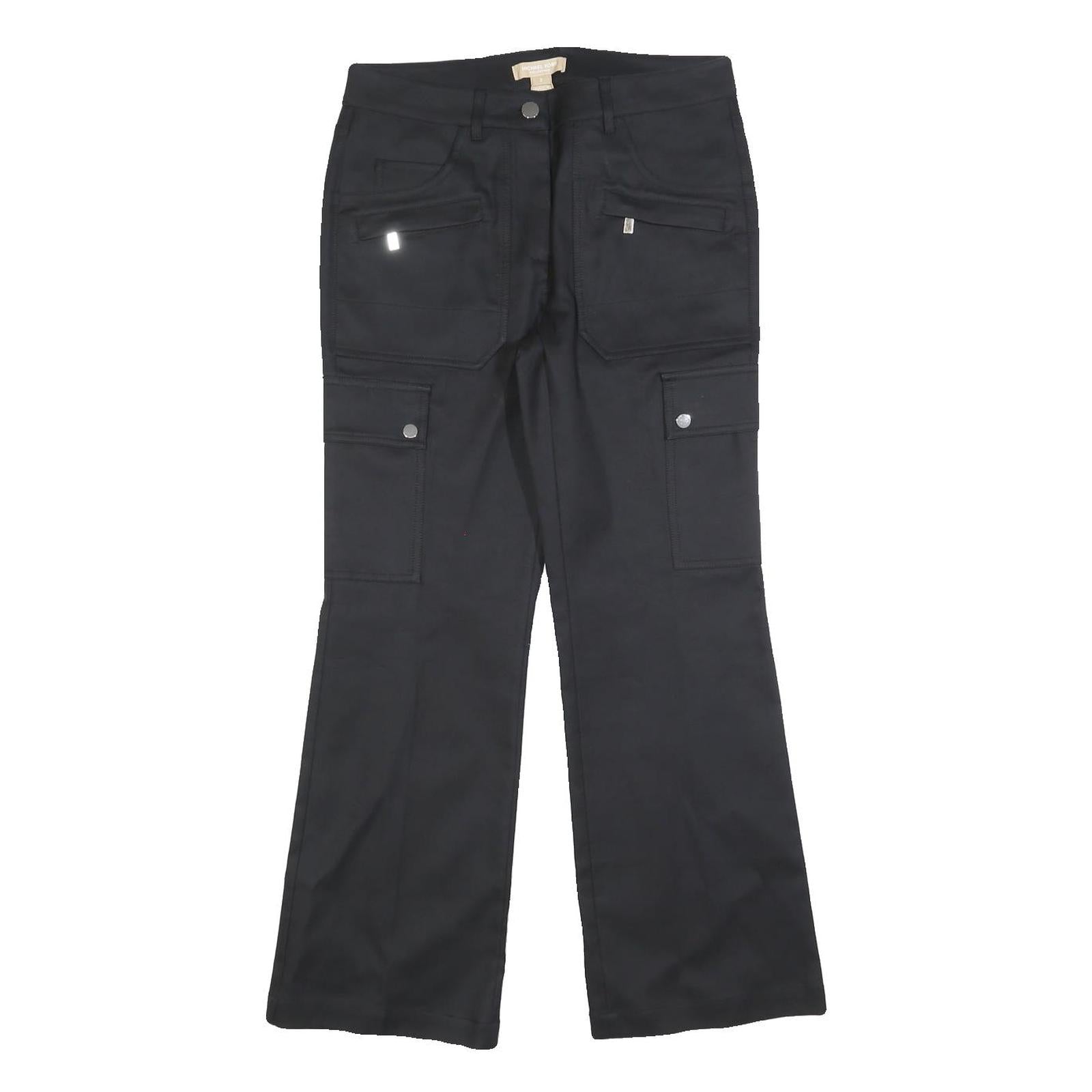 MICHAEL KORS Womens Black Regular Wide-Leg Trousers W28 L27 Zip Pocketed Refurbished - N/A refurbished available on Cerqular