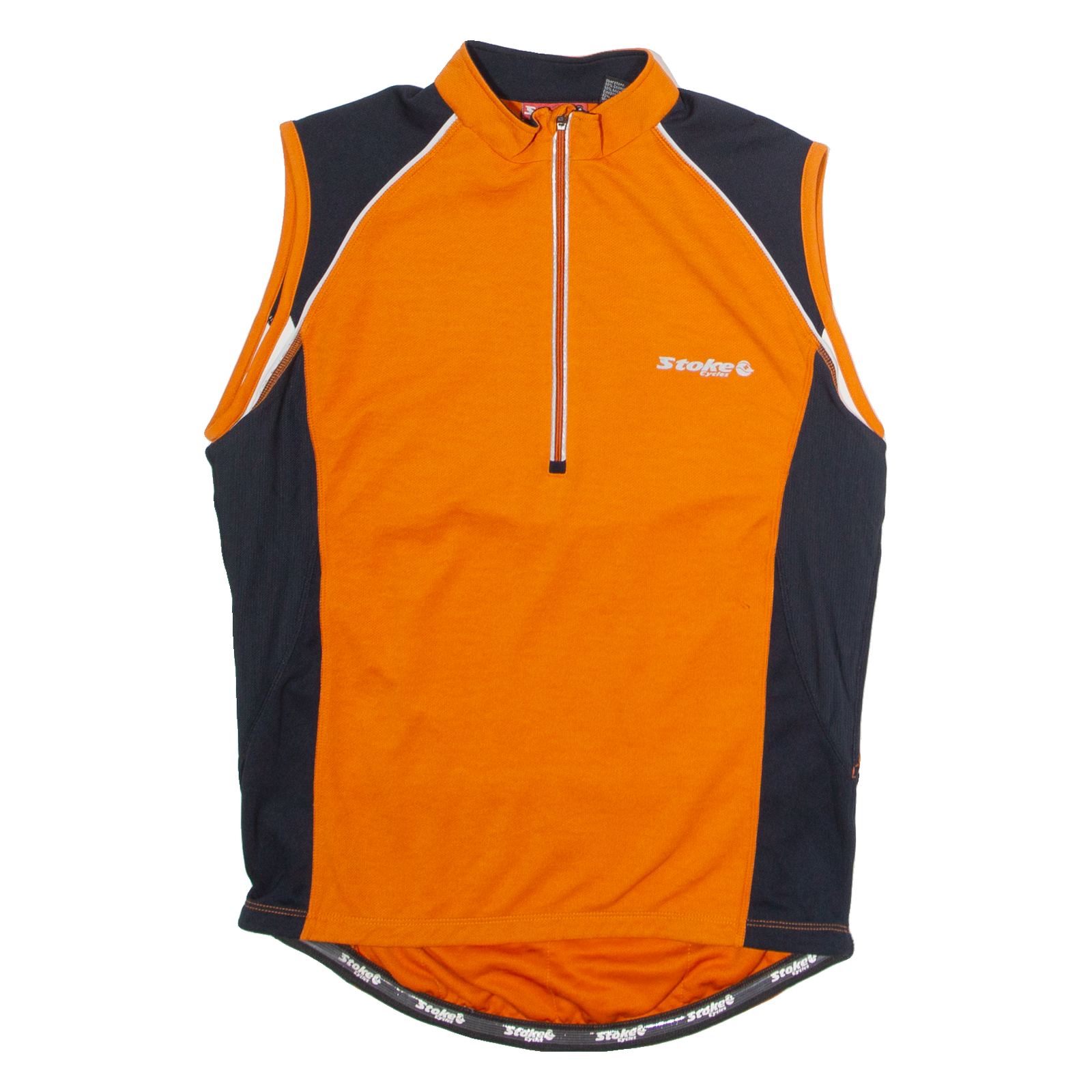 STOKE CYCLES Cycling Mens Jersey Orange Sleeveless 1/4 Zip M Refurbished - N/A refurbished available on Cerqular