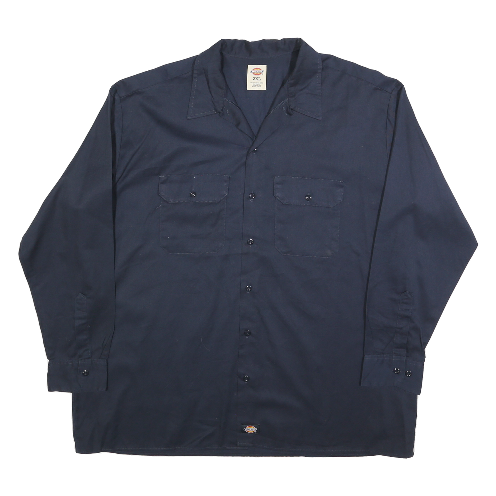 DICKIES Mens Blue Work Shirt 2XL Cotton Blend Long Sleeve Button Closure Durable Refurbished - N/A refurbished available on Cerqular