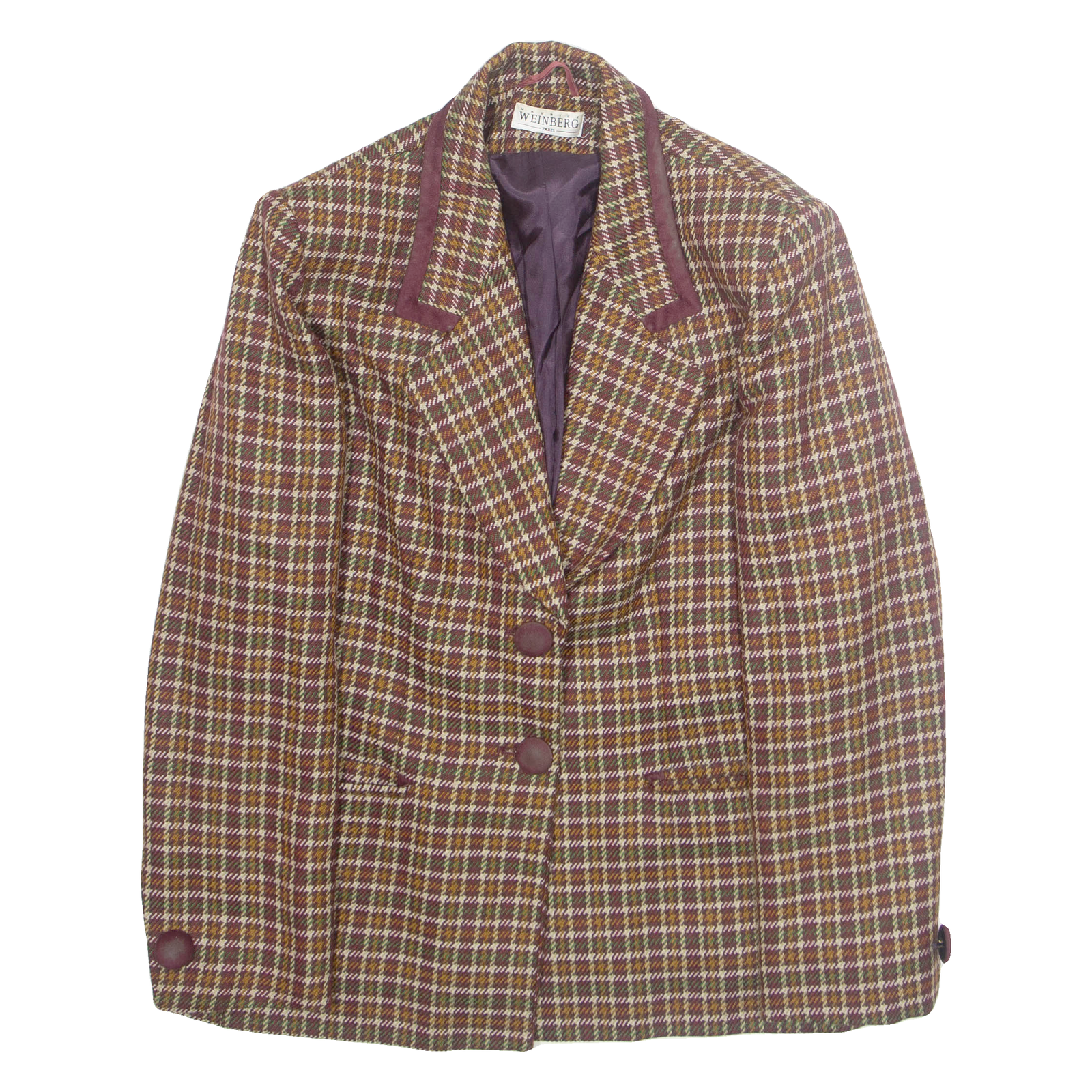 WEINBERG Womens Blazer Jacket Brown Wool Plaid M Refurbished - N/A refurbished available on Cerqular