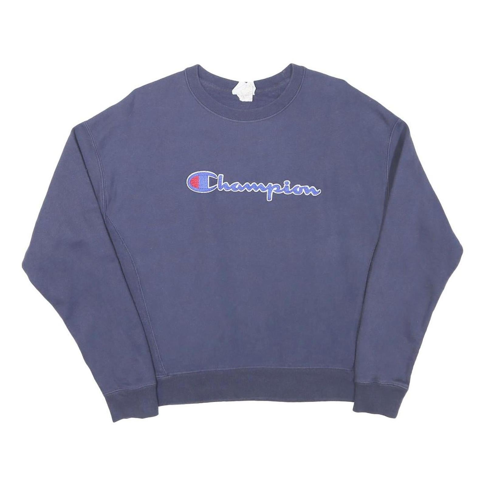 CHAMPION Mens Blue Cotton Blend Crew Neck L L Logo Sweatshirt Refurbished - N/A refurbished available on Cerqular