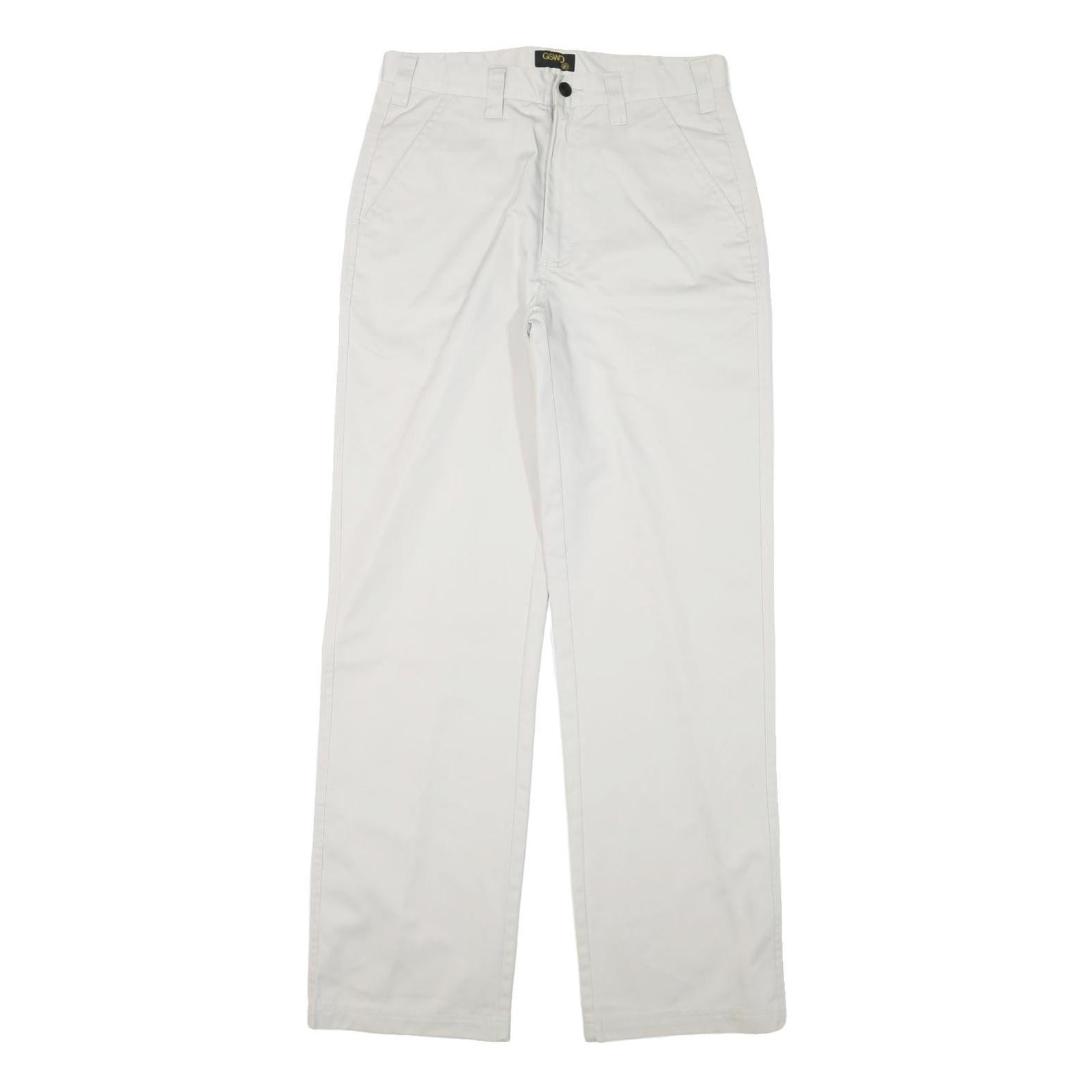 GSWD Mens Cotton Blend White Regular Straight Trousers W30 L32 Classic Zip Refurbished - N/A refurbished available on Cerqular