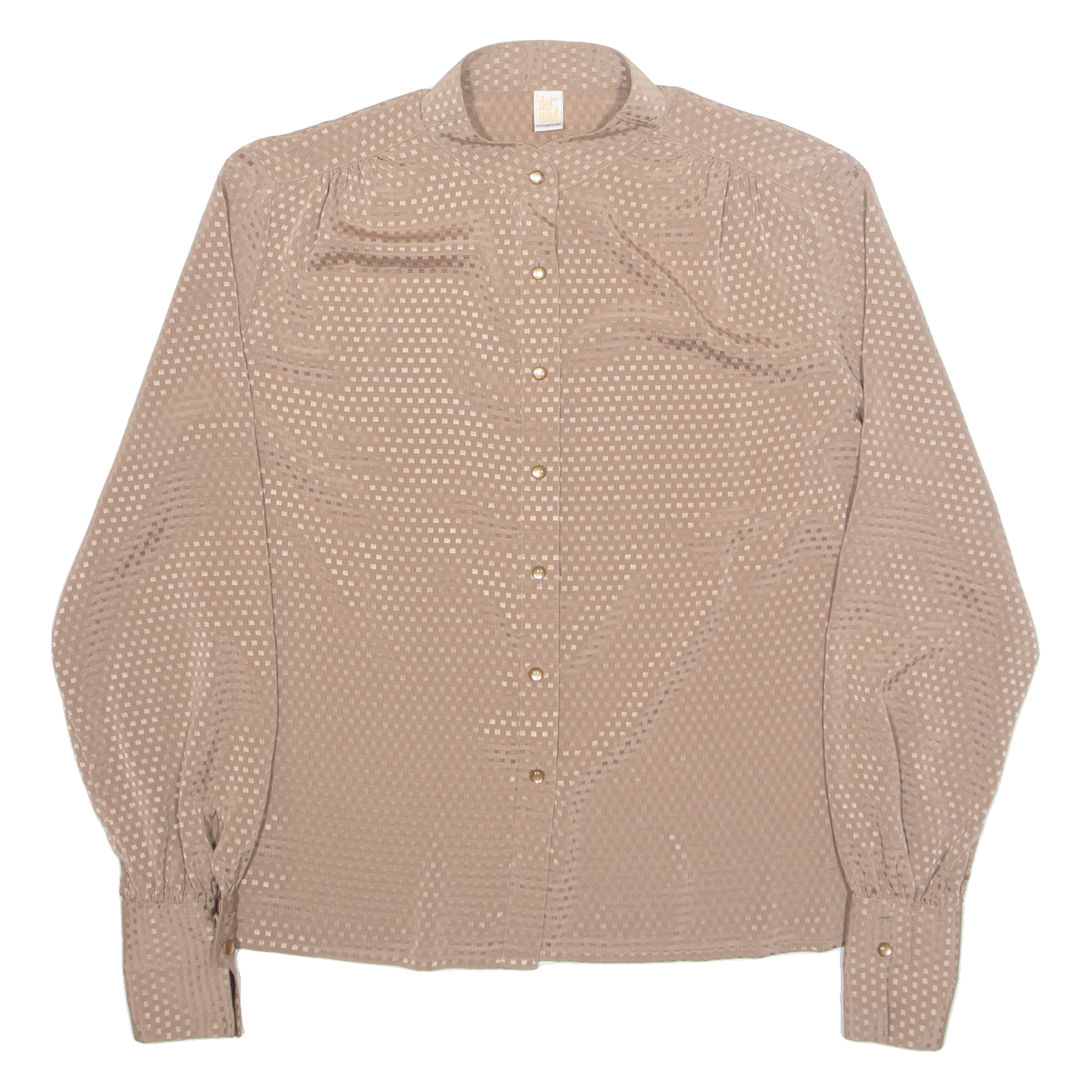 DEL MOD Womens Shirt Brown Button Neck Long Sleeve M Refurbished - N/A refurbished available on Cerqular