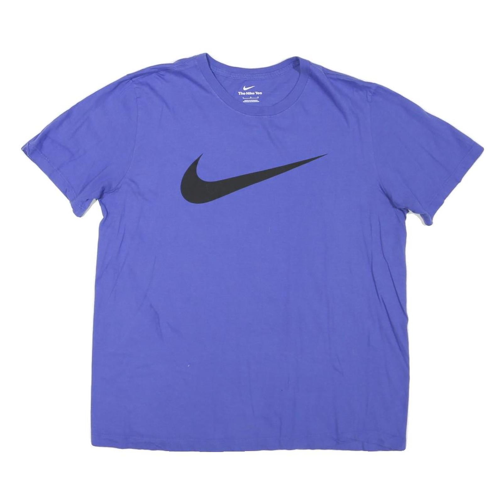 NIKE Mens Blue L Short Sleeve Crew Neck Graphic T-Shirt Cotton Blend Refurbished - N/A refurbished available on Cerqular