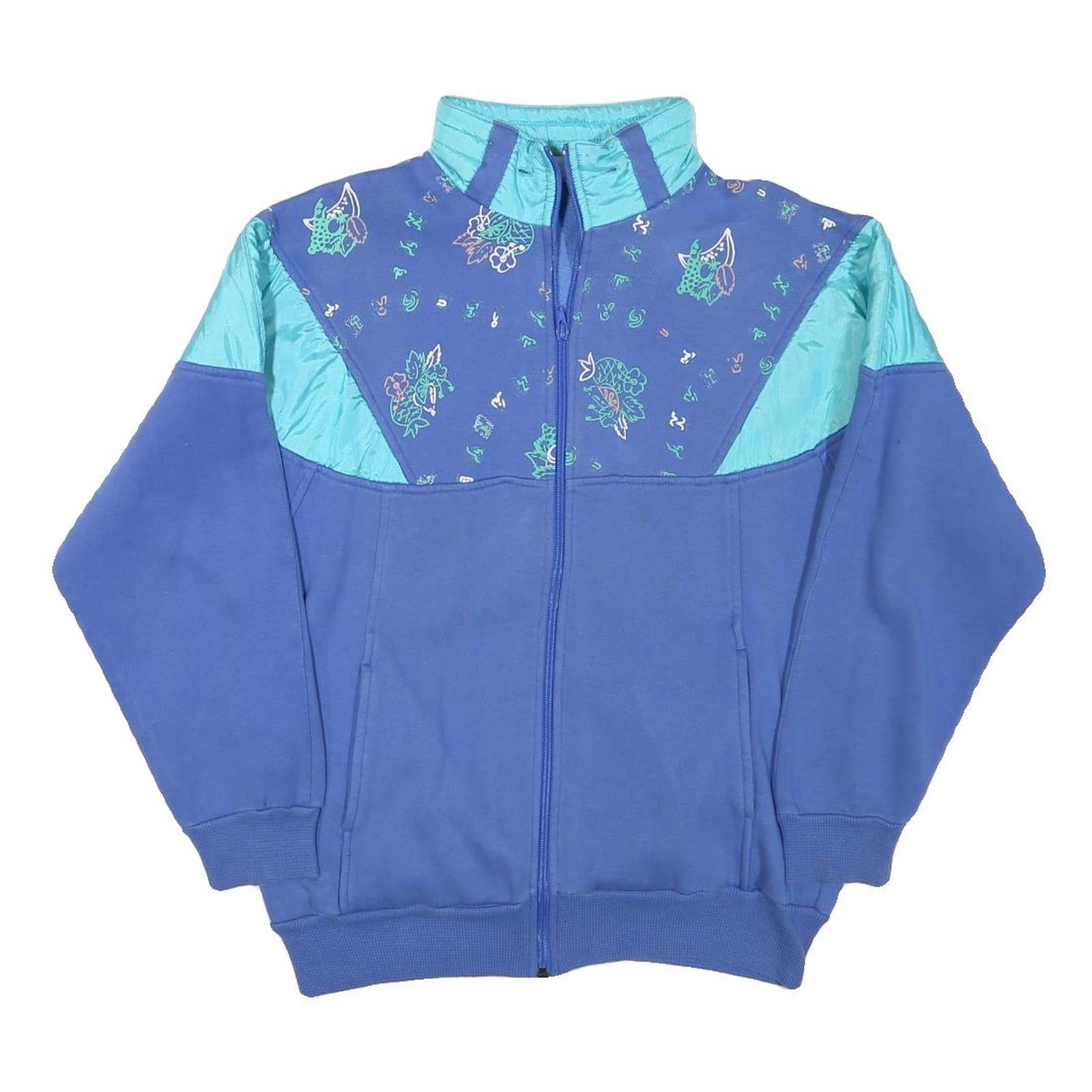 KELLY Womens Blue Aqua Cotton Blend Jacket S Printed Zip Casual Retro 1980s Refurbished - N/A refurbished available on Cerqular