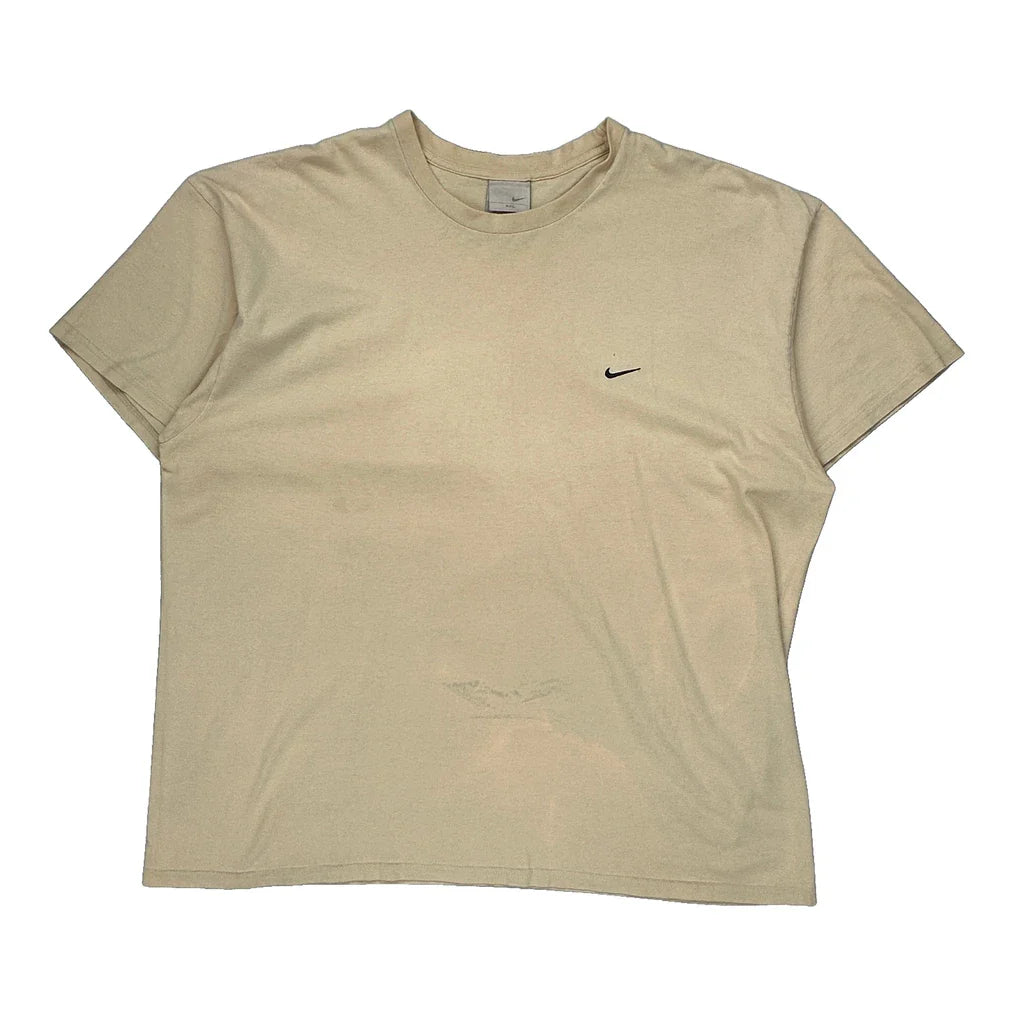 Nike T-Shirt - 2XL Beige Cotton Refurbished - Thrifted (note: this is a term often used to describe second- refurbished available on Cerqular