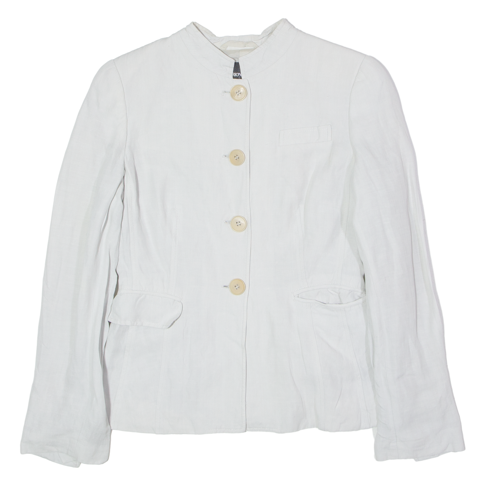 EMPORIO ARMANI Womens Blazer Jacket Grey Linen UK 14 Refurbished - N/A refurbished available on Cerqular