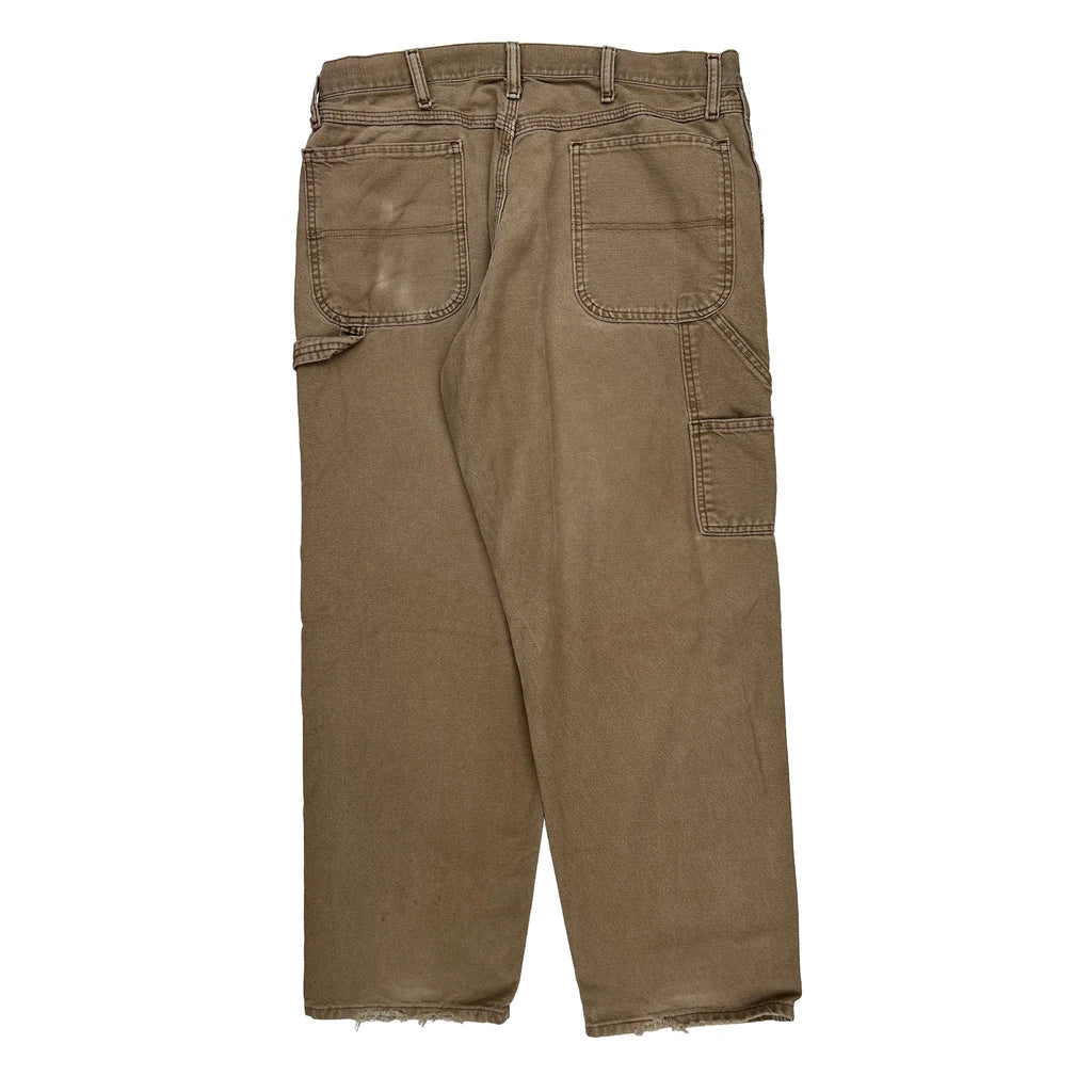Unbranded Double Knee Carpenter Trousers - 34W 30L Brown Cotton Refurbished - Thrifted (note: this is a term often used to describe second- refurbished available on Cerqular