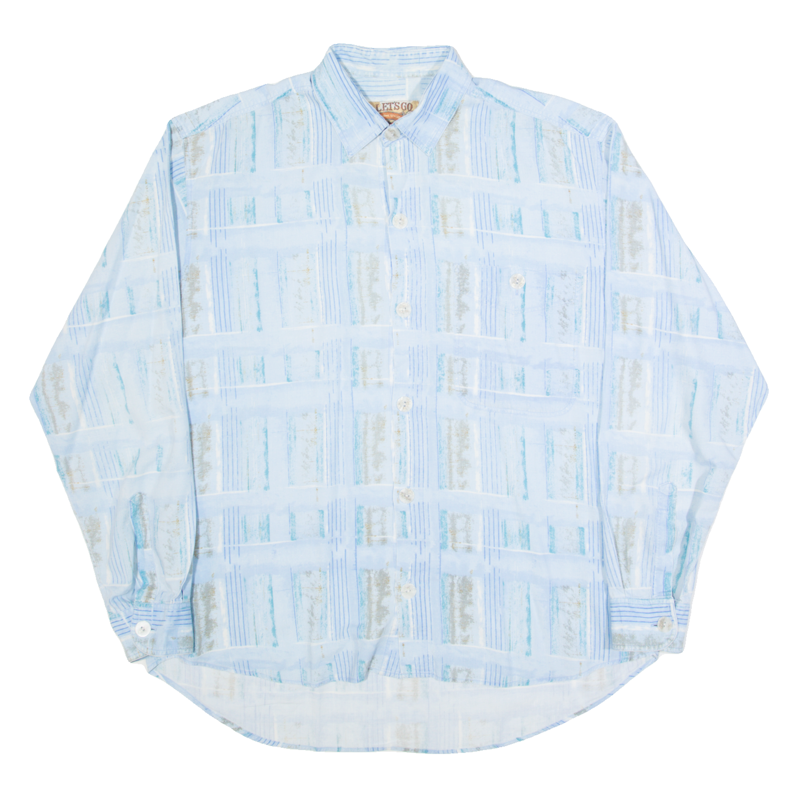 LETS GO Mens Shirt Blue Check Long Sleeve L Refurbished - N/A refurbished available on Cerqular