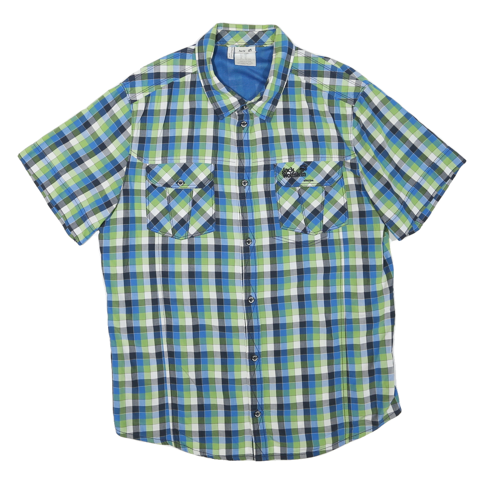JACK WOLFSKIN Mens Blue Green White Check Shirt 2XL Casual Outdoor Checkered Refurbished - N/A refurbished available on Cerqular