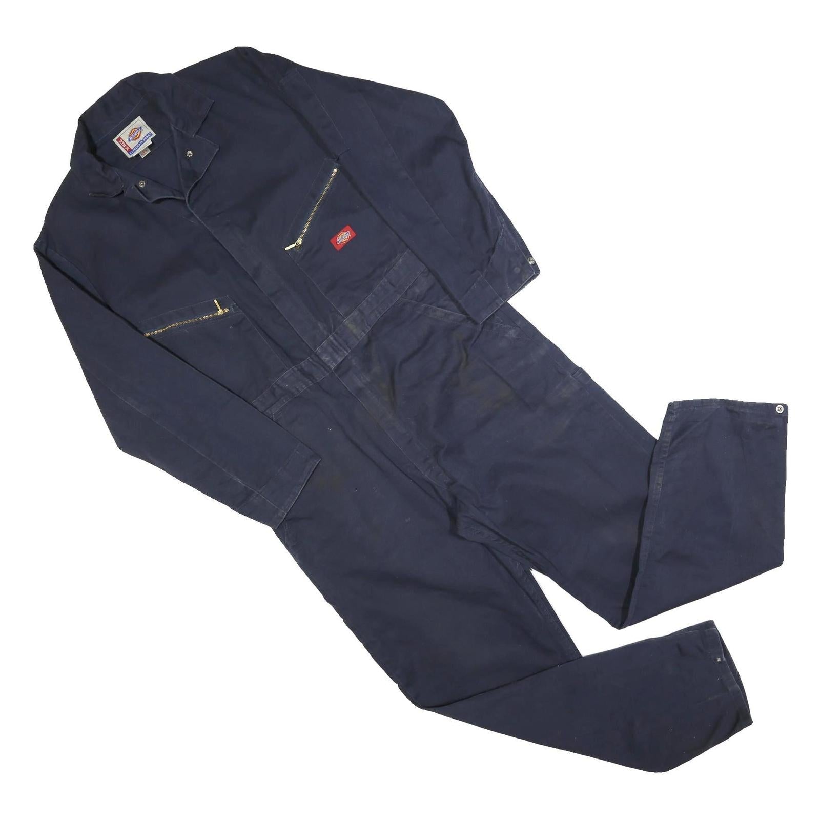DICKIES Mens Blue Dungarees Regular Cotton Blend Plain Size L W36 L30 Workwear Refurbished - N/A refurbished available on Cerqular