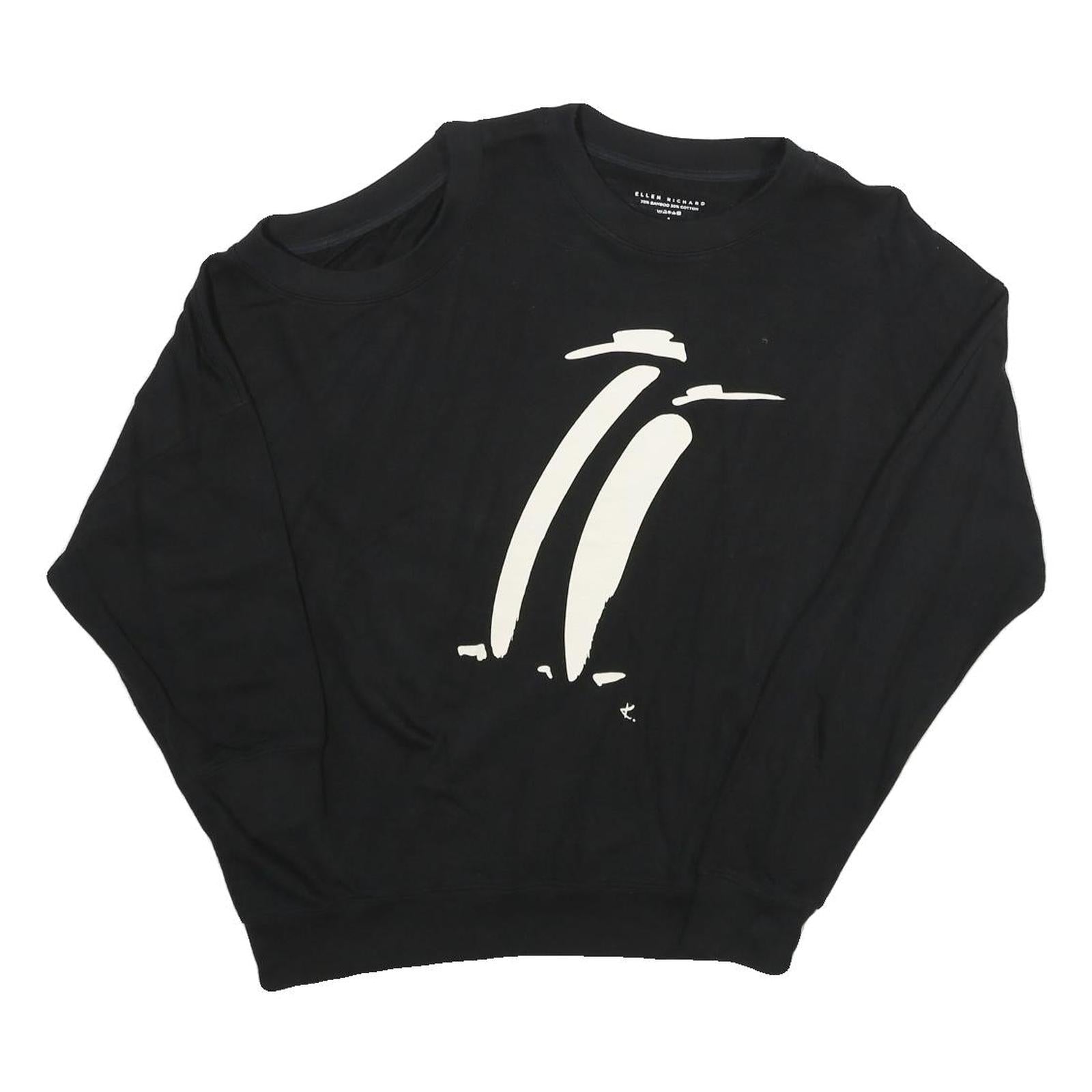 ELLEN RICHARD Womens Black Crew Neck S Cotton Blend Pullover Sweatshirt Refurbished - N/A refurbished available on Cerqular