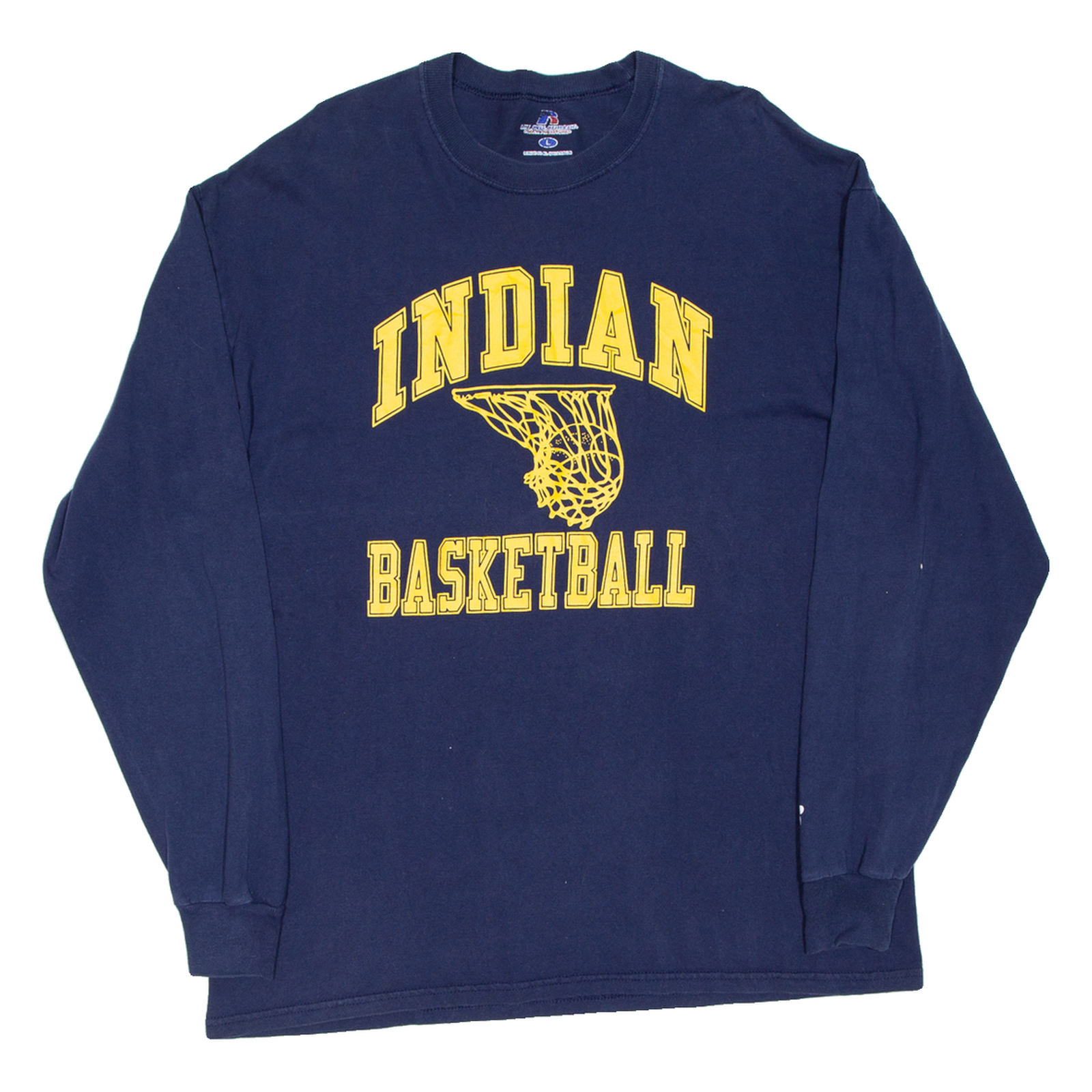 RUSSELL ATHLETIC Indian Basketball Mens T-Shirt Blue Long Sleeve USA L Refurbished - N/A refurbished available on Cerqular