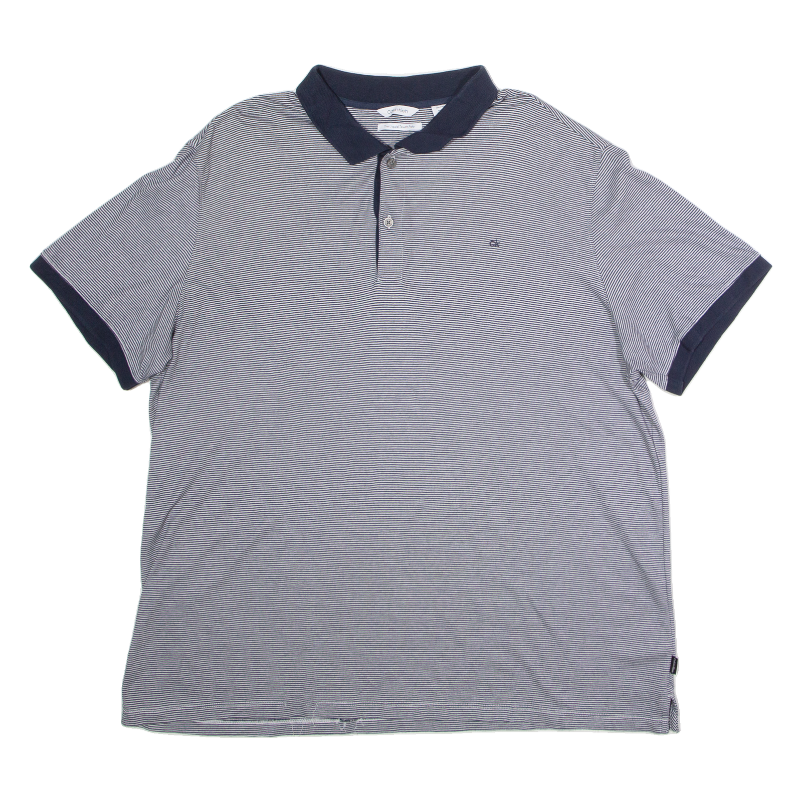 CALVIN KLEIN Mens Polo Shirt Blue Striped 2XL Refurbished - N/A refurbished available on Cerqular