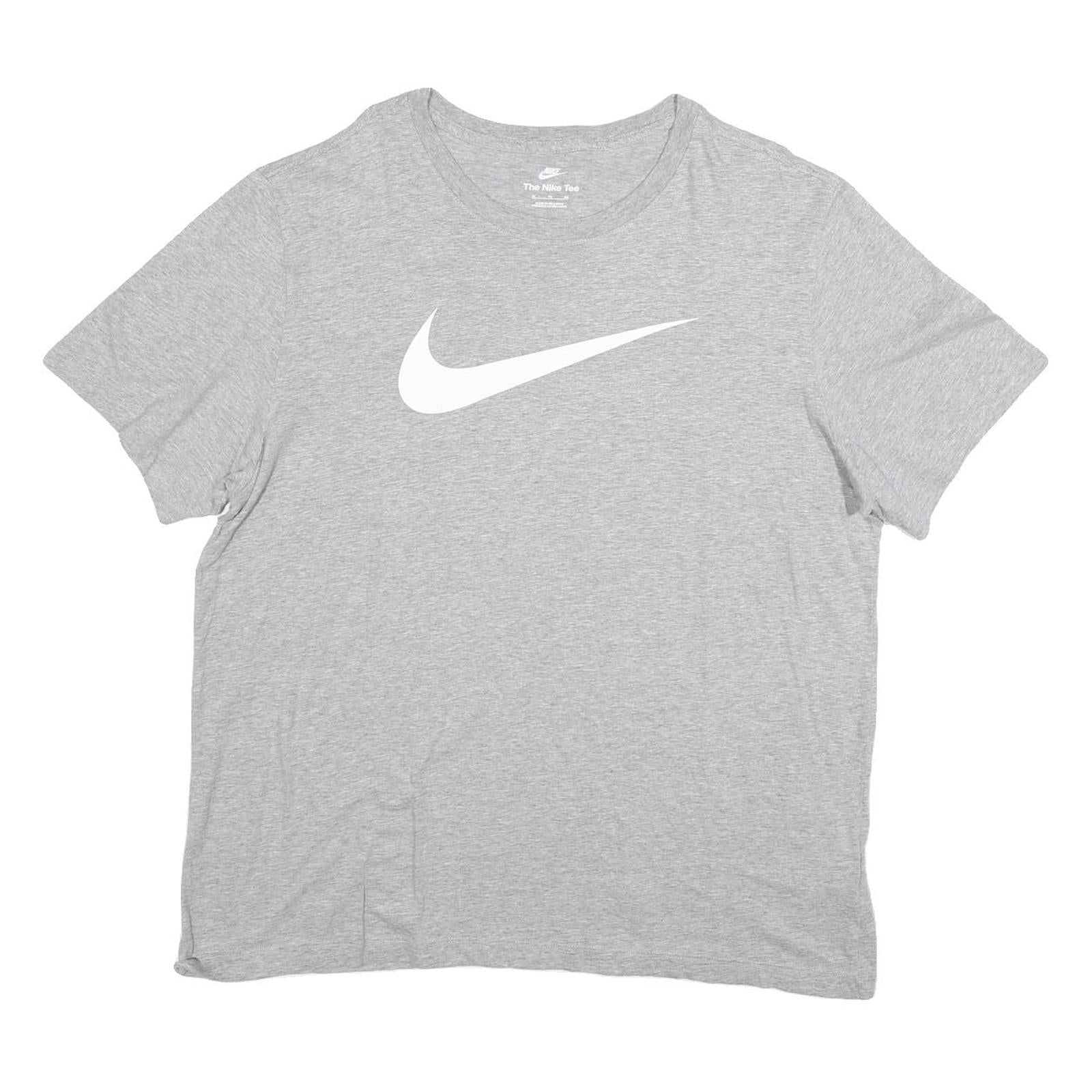 NIKE Mens Grey Crew Neck Cotton Blend T-Shirt XL Short Sleeve Large Swoosh Refurbished - N/A refurbished available on Cerqular