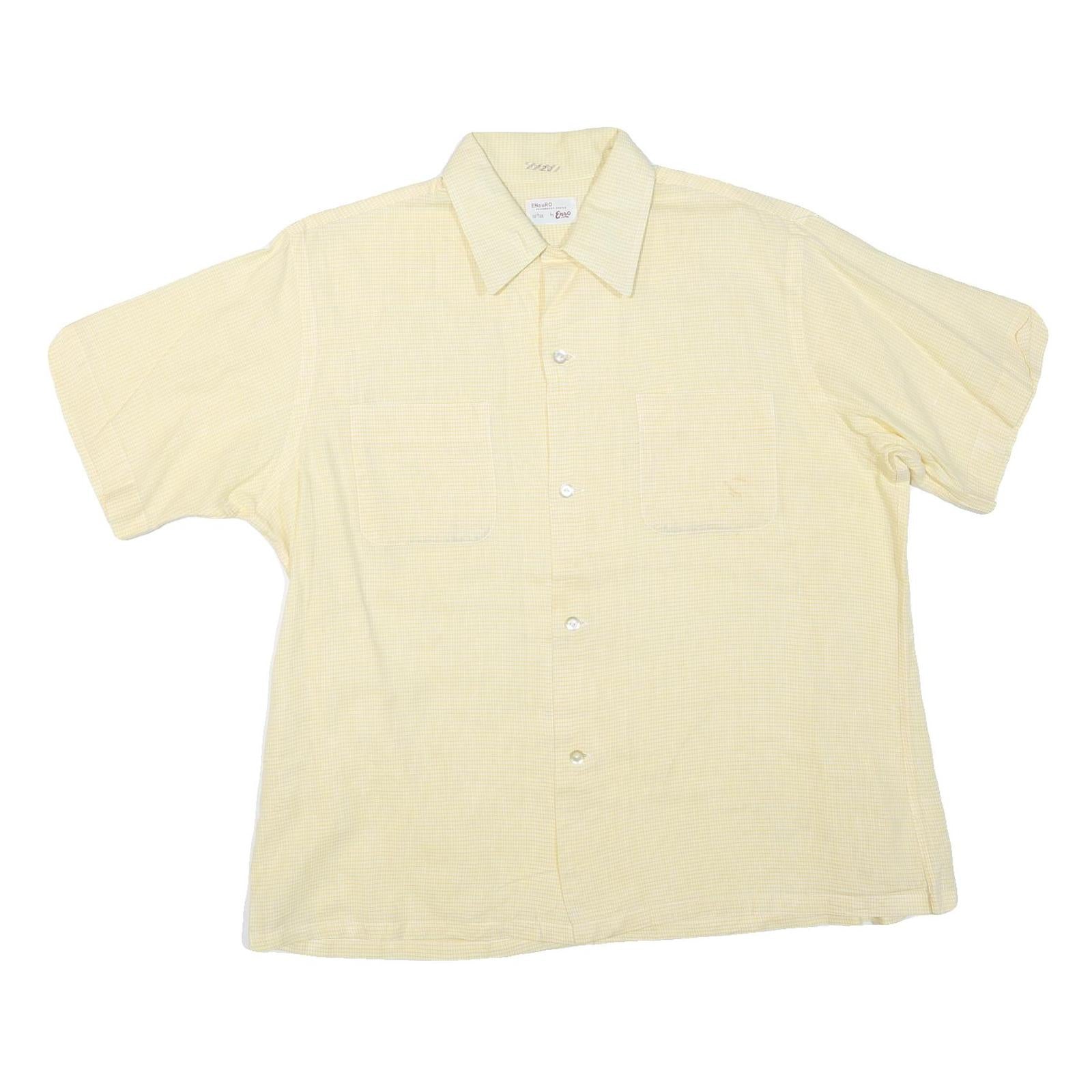 ENDURO Mens Cream Check Shirt L Cotton Blend Casual Short Sleeve Relaxed Fit Refurbished - N/A refurbished available on Cerqular
