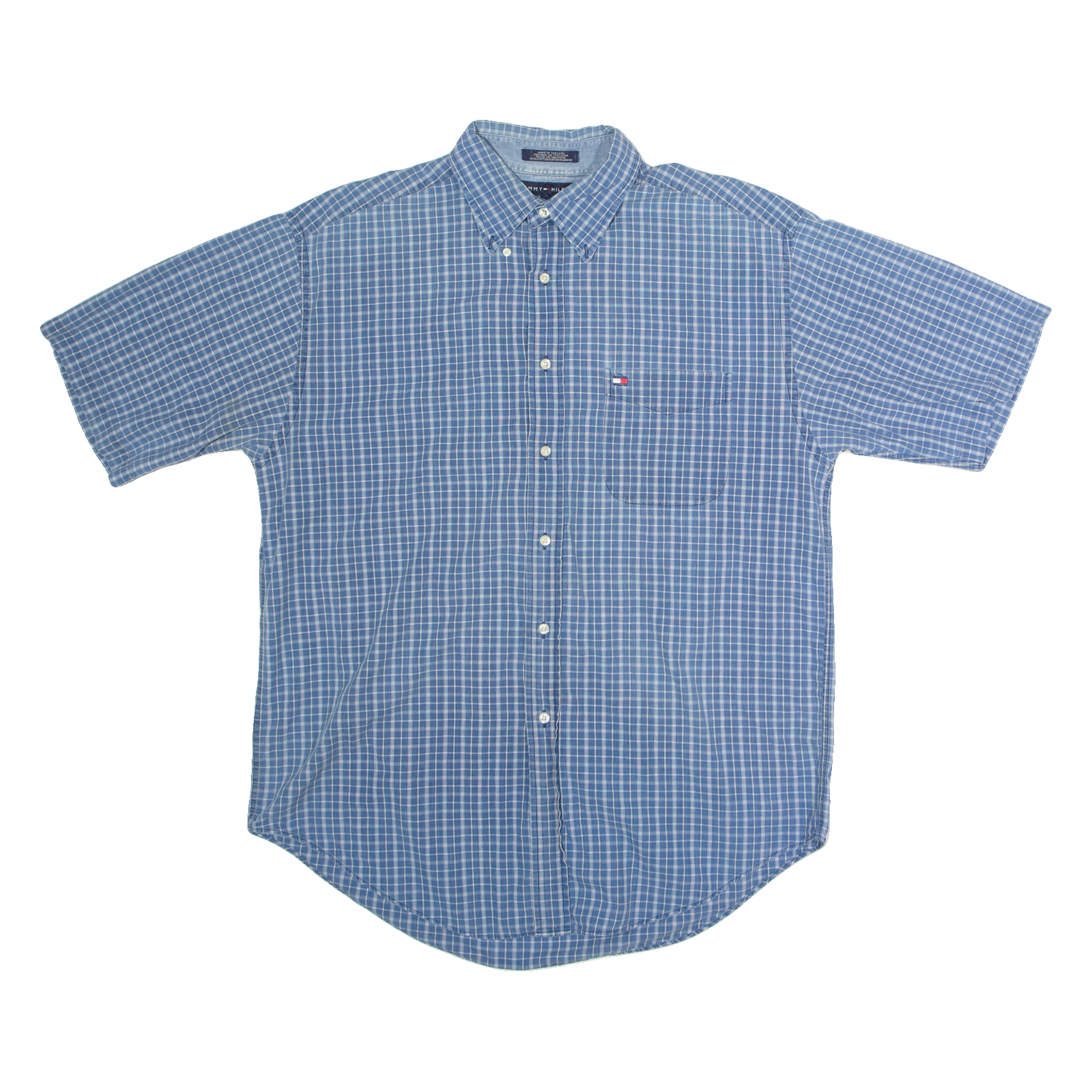 TOMMY HILFIGER Mens Shirt Blue Check L Refurbished - N/A refurbished available on Cerqular
