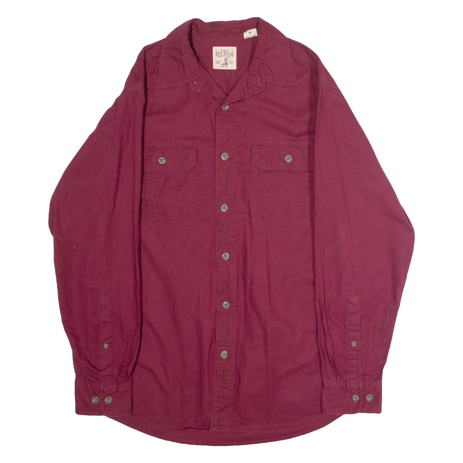 REDHEAD Mens Plain Shirt Maroon 90s Long Sleeve M Refurbished - N/A refurbished available on Cerqular