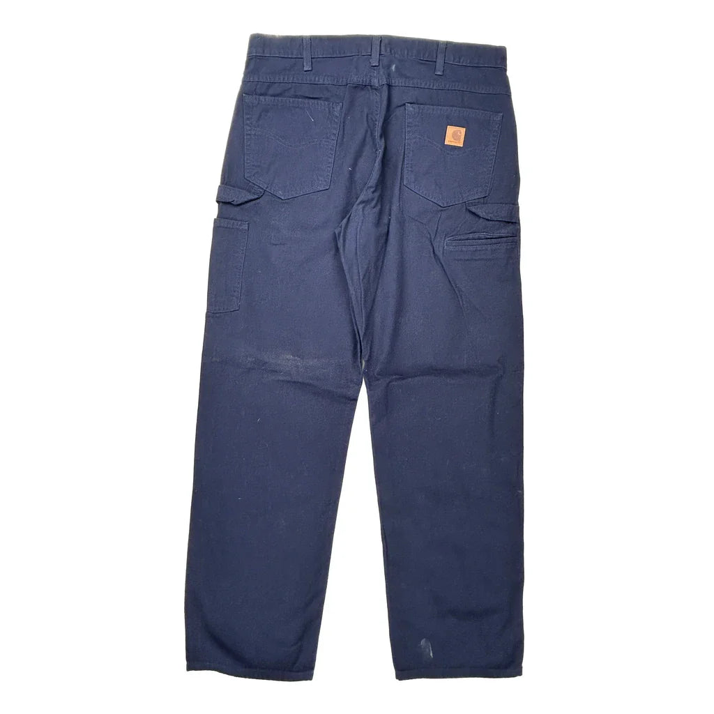 Carhartt Carpenter Trousers - 32W 32L Navy Cotton Refurbished - Thrifted (note: this is a term often used to describe second- refurbished available on Cerqular