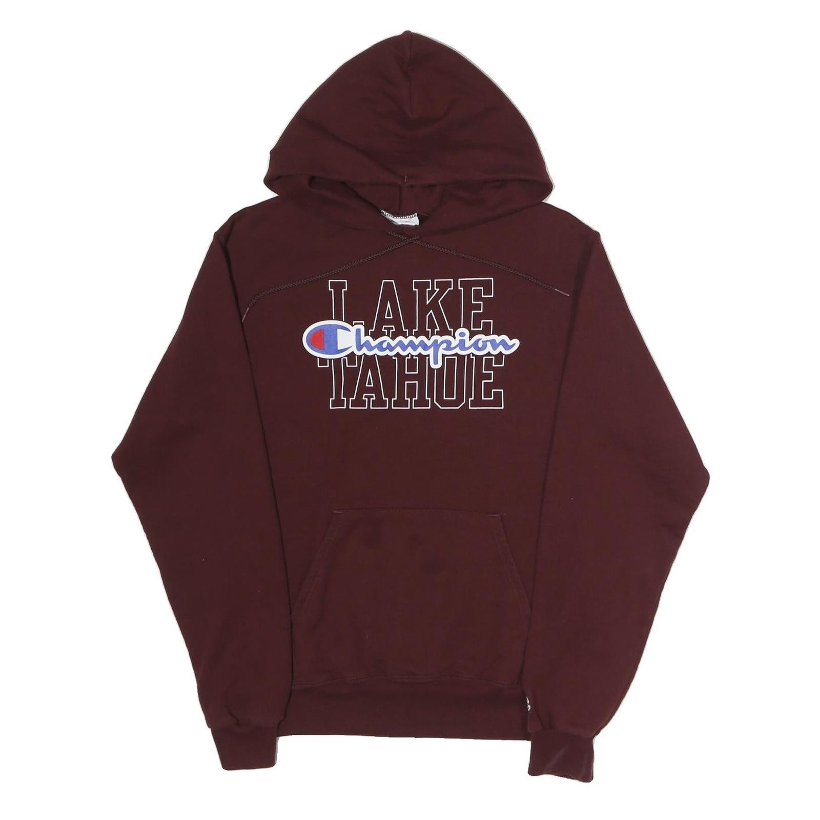 CHAMPION Mens Maroon Lake Tahoe Hoodie L Cotton Blend Pullover Casual Sweatshirt Refurbished - N/A refurbished available on Cerqular