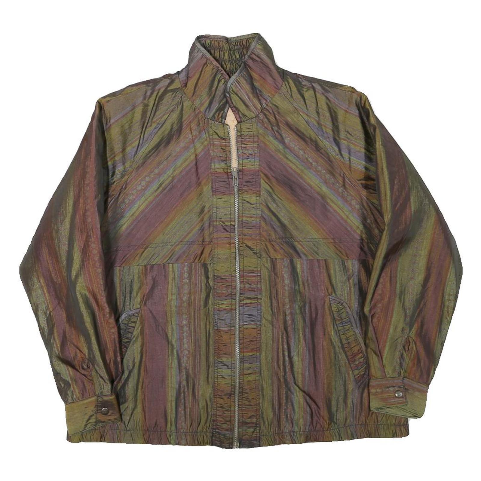 Womens Green & Brown Striped Casual Jacket M Polyester Blend Zip Plain Refurbished - N/A refurbished available on Cerqular
