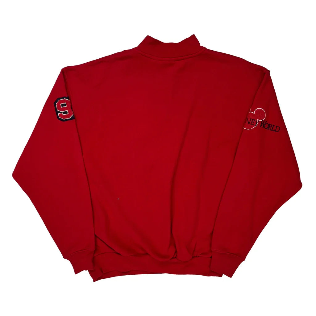 Walt Disney World 25 Years Mickey Inc Graphic Long Sleeve T-Shirt - Medium Red Cotton Refurbished - Thrifted (note: this is a term often used to describe second- refurbished available on Cerqular