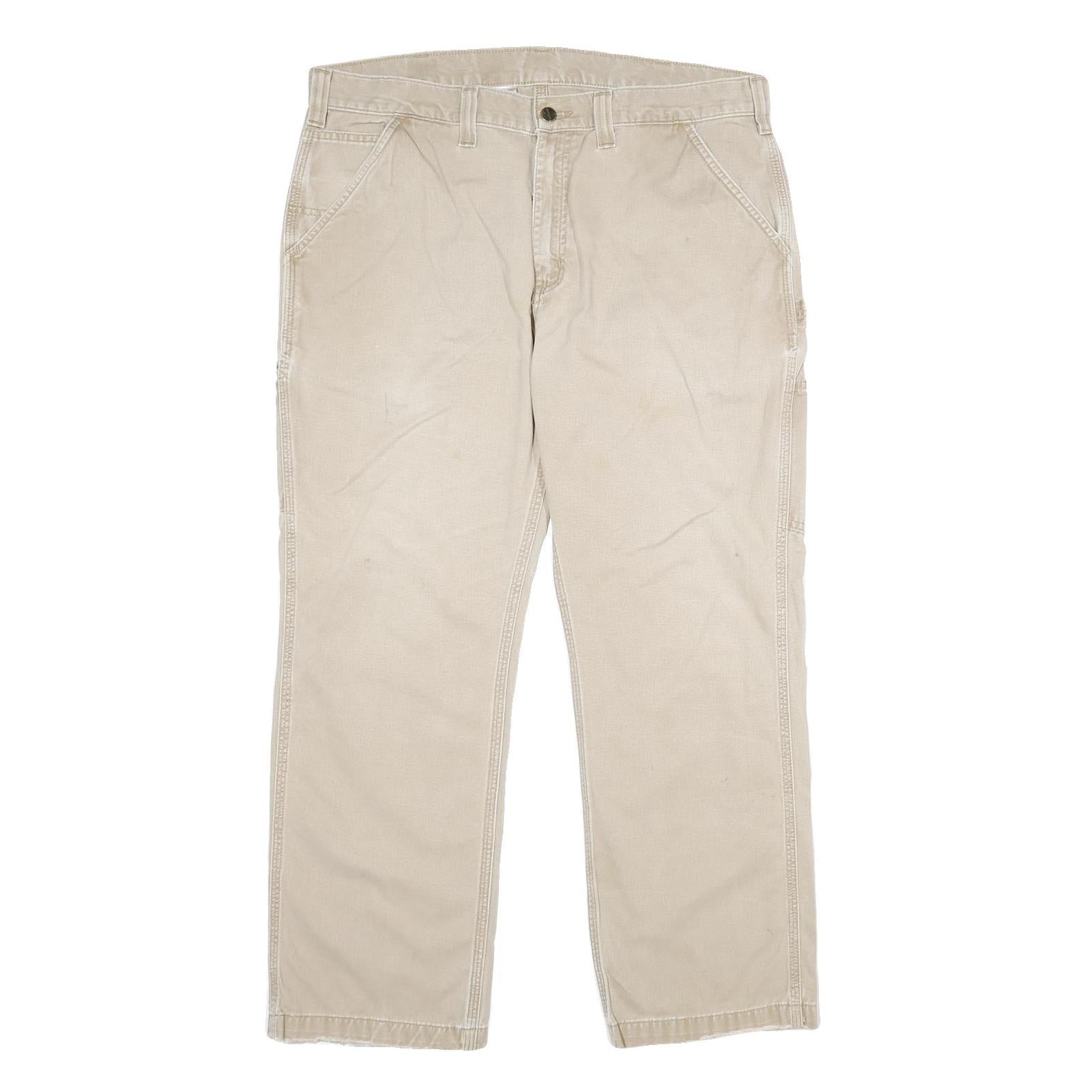 CARHARTT Mens Cotton Beige Relaxed Straight Trousers W38 L30 Workwear Utility Refurbished - N/A refurbished available on Cerqular