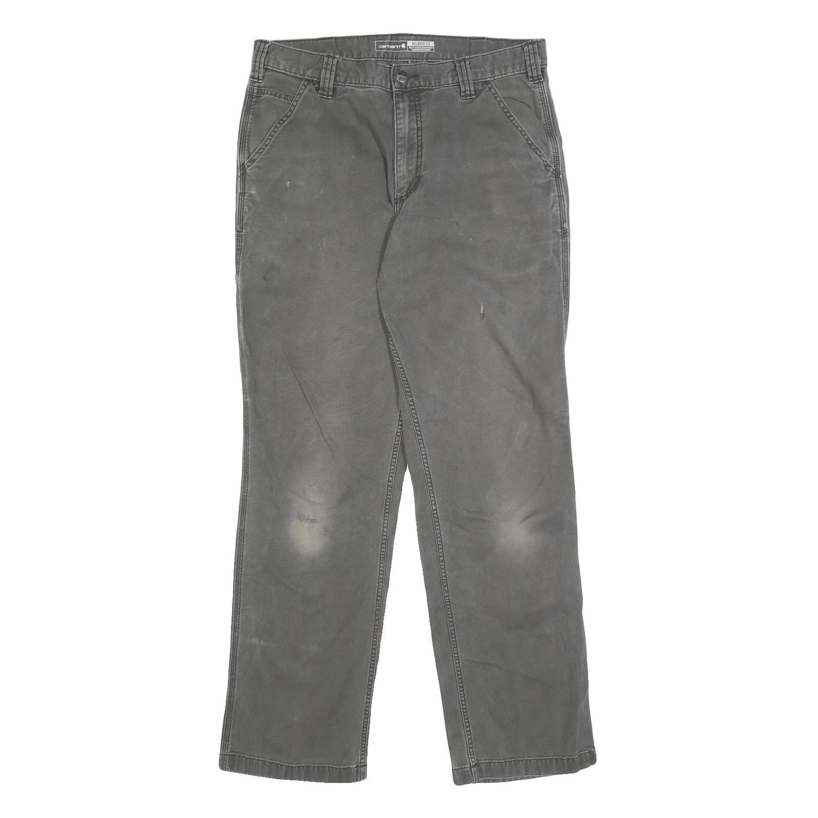 CARHARTT Mens Cotton Blend Grey Relaxed Straight Trousers W34 L31 Casual Refurbished - N/A refurbished available on Cerqular