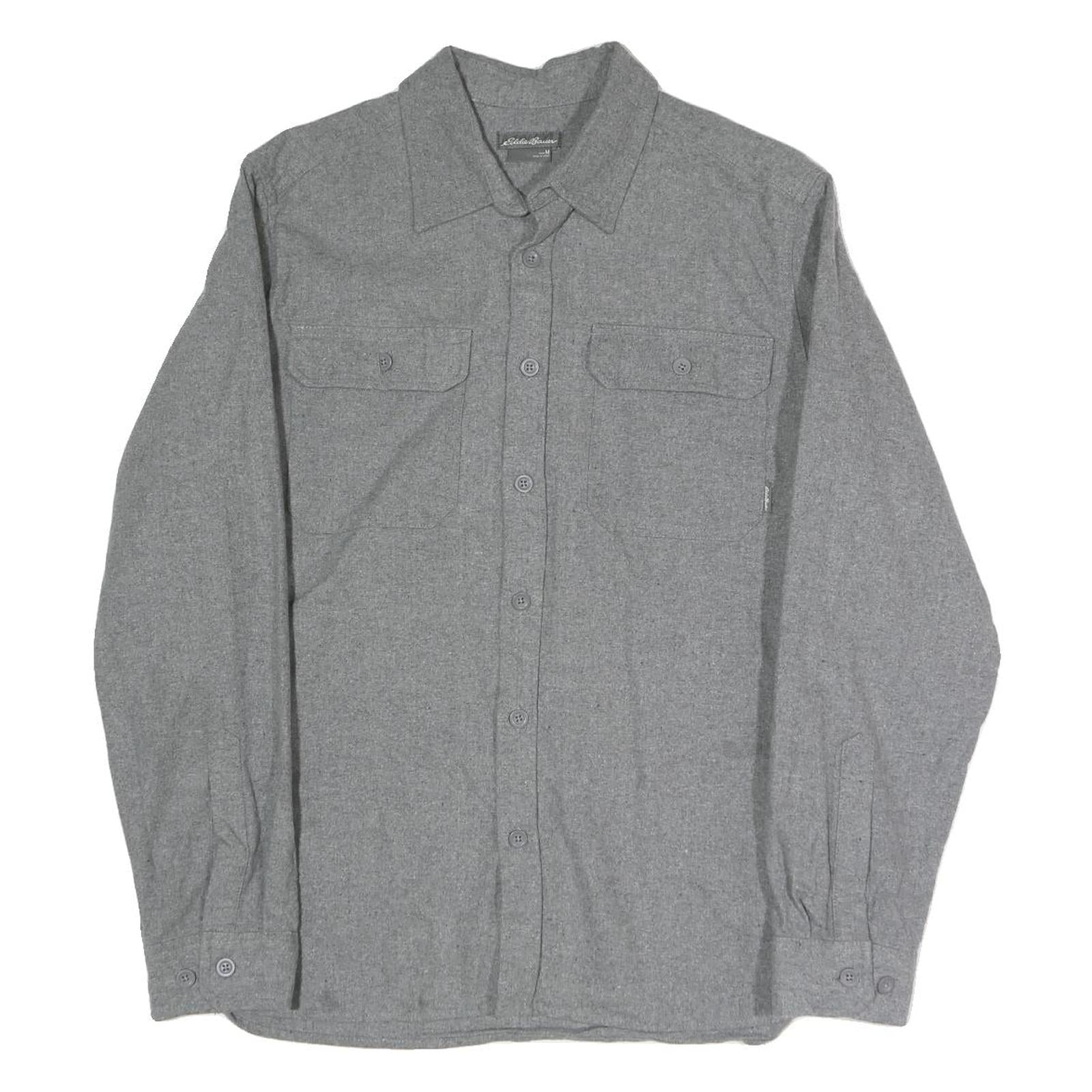 EDDIE BAUER Mens Grey Plain Cotton Blend Shirt M Long Sleeve Button Closure Refurbished - N/A refurbished available on Cerqular