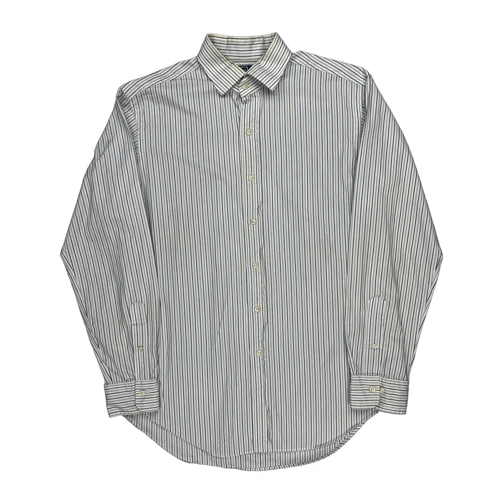 Polo By Ralph Lauren Striped Shirt - Medium Blue Cotton Refurbished - Thrifted (note: this is a term often used to describe second- refurbished available on Cerqular