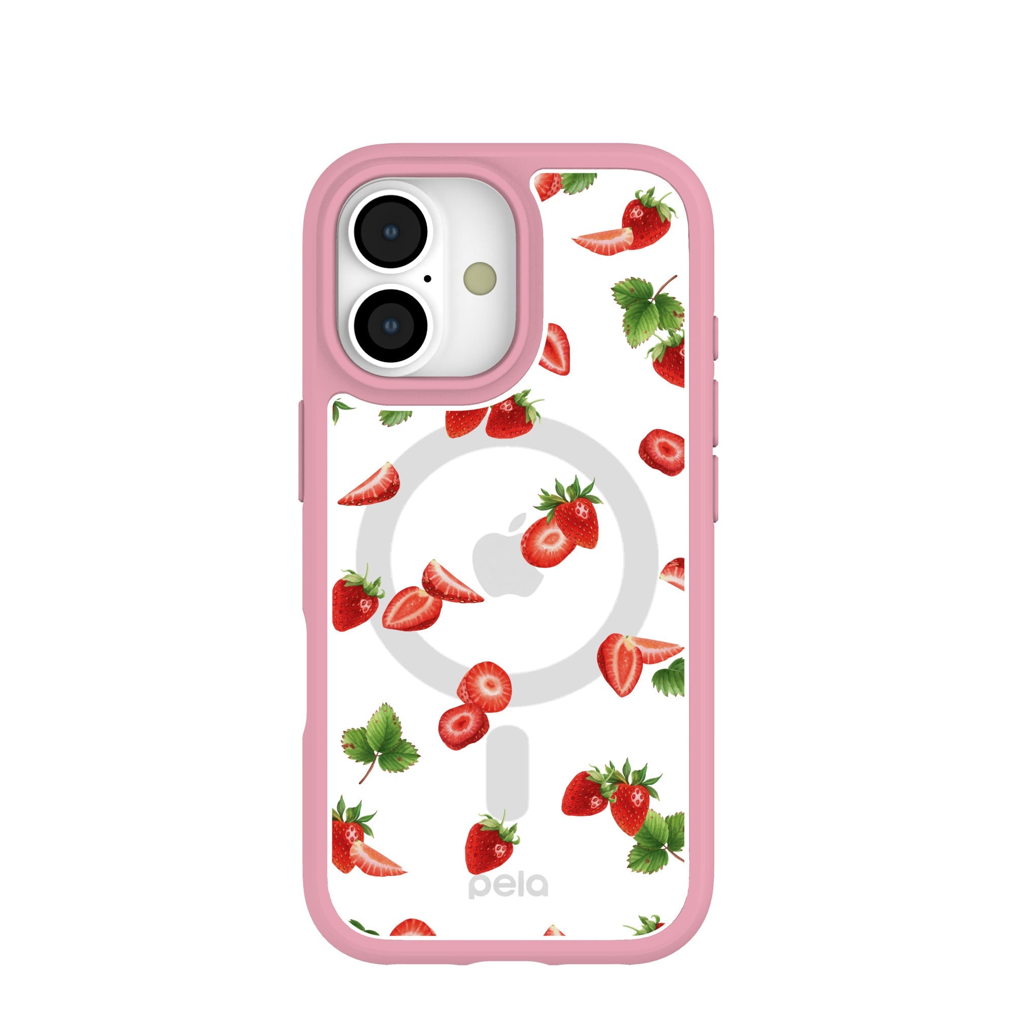 Clear Berry Pink iPhone 17 Case With Petal Pink Ridge (MagSafe included) Refurbished - Pela Case refurbished available on Cerqular
