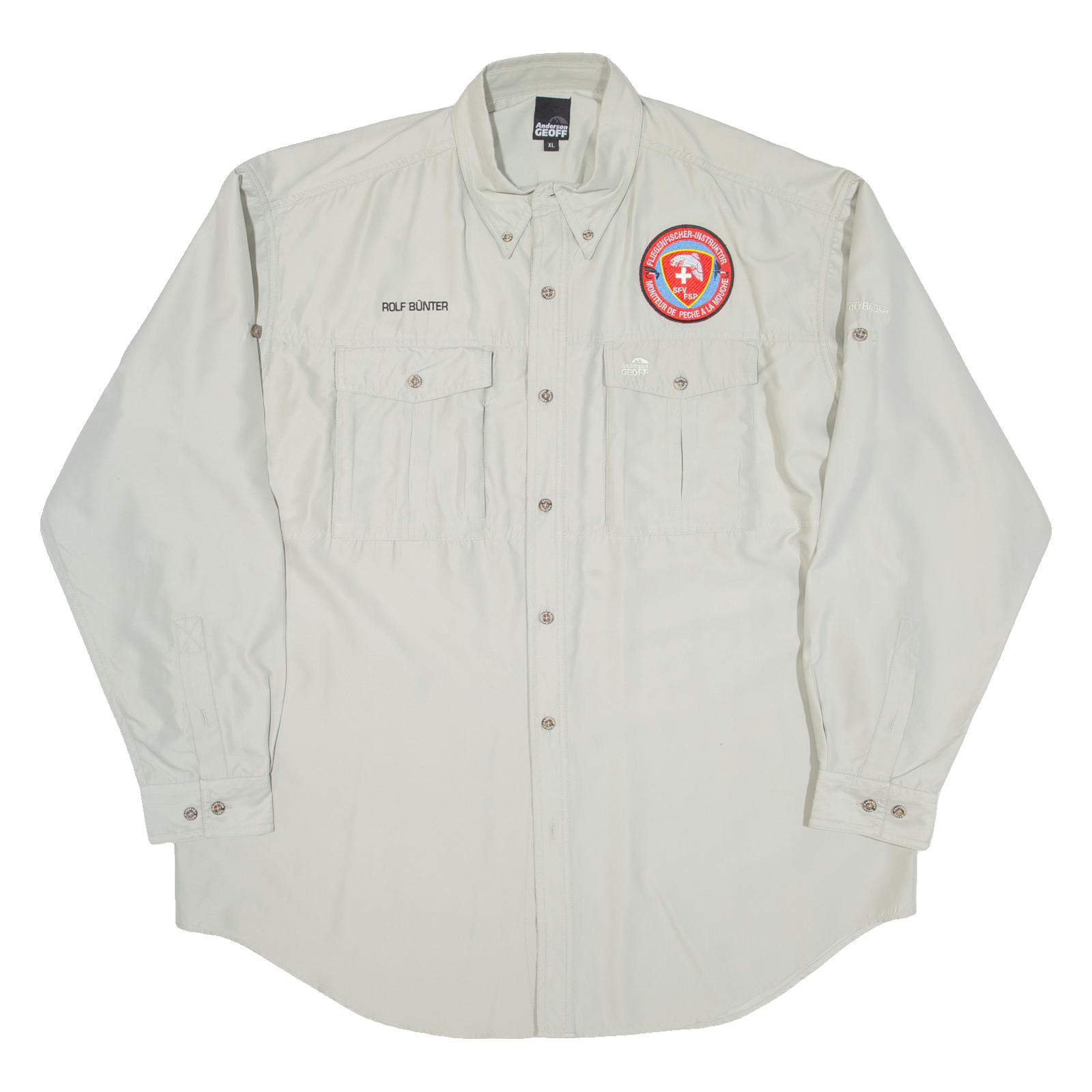 ANDERSON GEOFF Mens Plain Shirt Green Long Sleeve XL Refurbished - N/A refurbished available on Cerqular