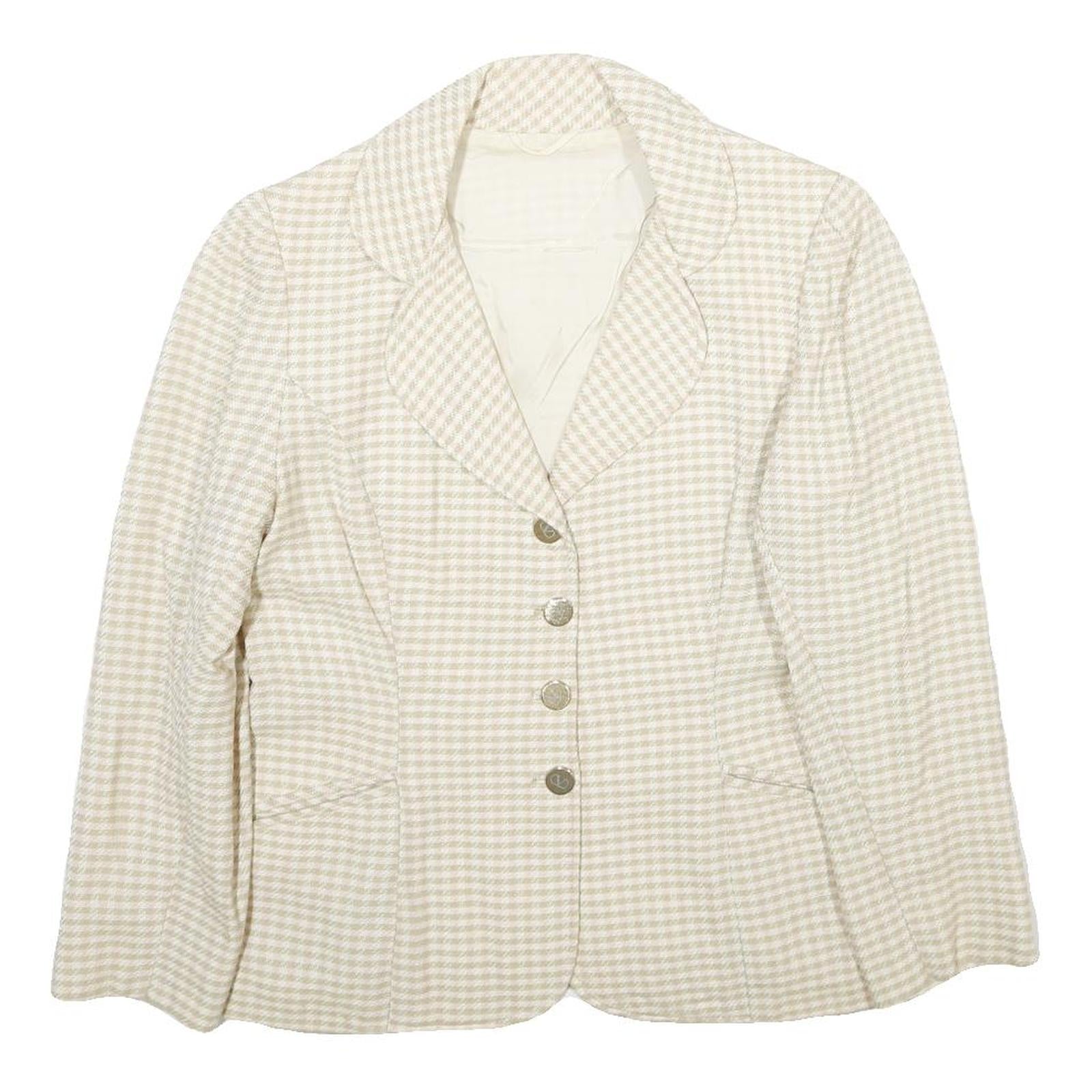 Buy MOSCHELLA Womens Beige & Cream Checked Classic Button Jacket M Woven Tailored Refurbished - $41.59 MOSCHELLA Womens Beige & Cream Checked Classic Button Jacket M Woven Tailored Refurbished - N/A refurbished available on Cerqular