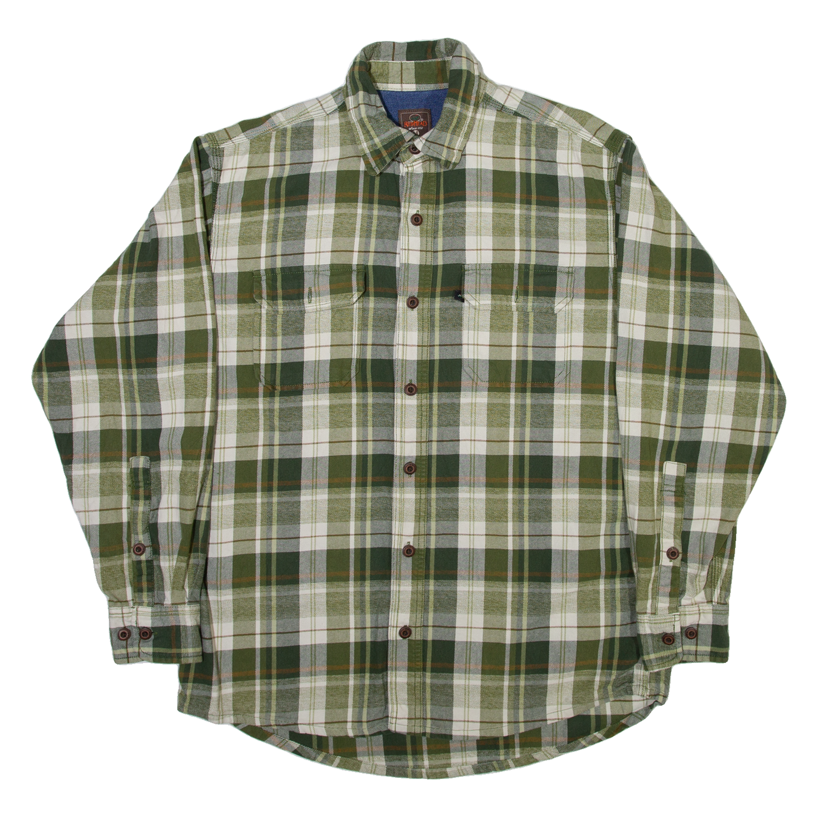 REDHEAD Mens Shirt Green Check Long Sleeve M Refurbished - N/A refurbished available on Cerqular
