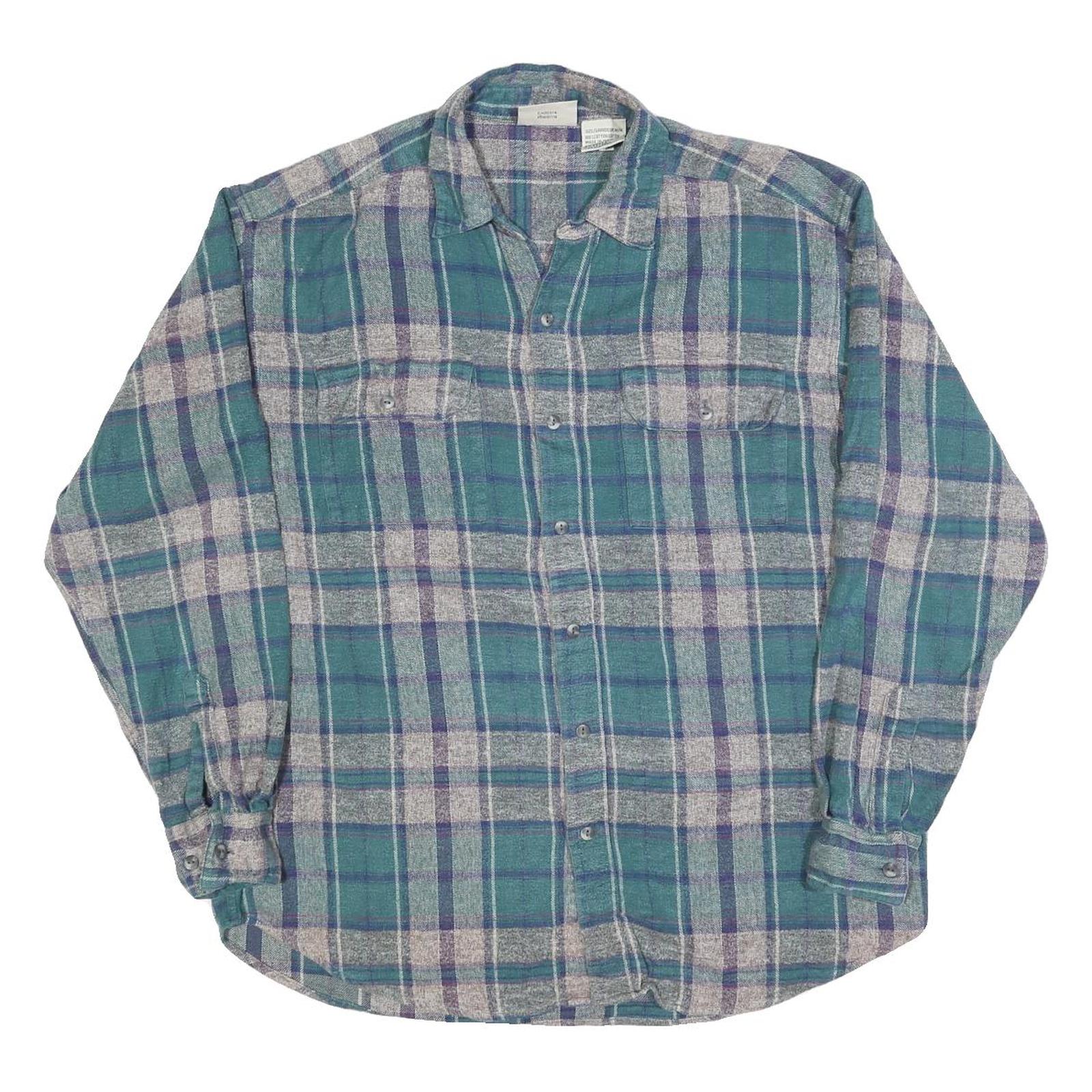 NORTHERN REFLECTIONS Mens Green & Grey Check Shirt M Cotton Blend Button Long Refurbished - N/A refurbished available on Cerqular