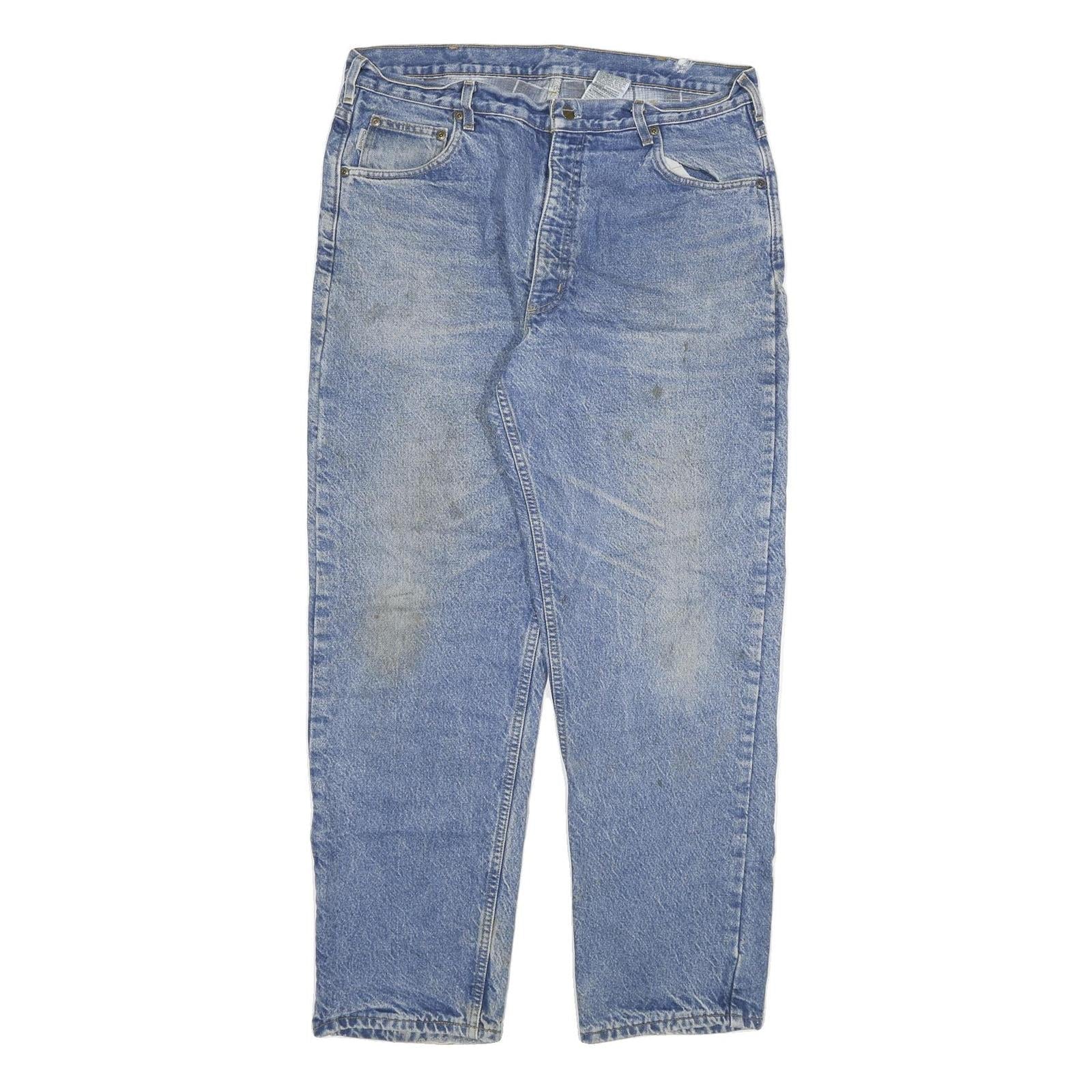 CARHARTT Mens Relaxed Blue Denim Light W36 L32 Zip Jeans Casual Workwear Refurbished - N/A refurbished available on Cerqular