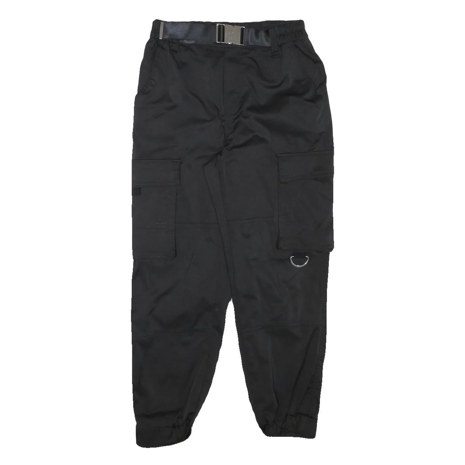 Womens Black Relaxed Cargo Trousers W25 L25 Polyester Blend Zip Utility Pockets Refurbished - N/A refurbished available on Cerqular