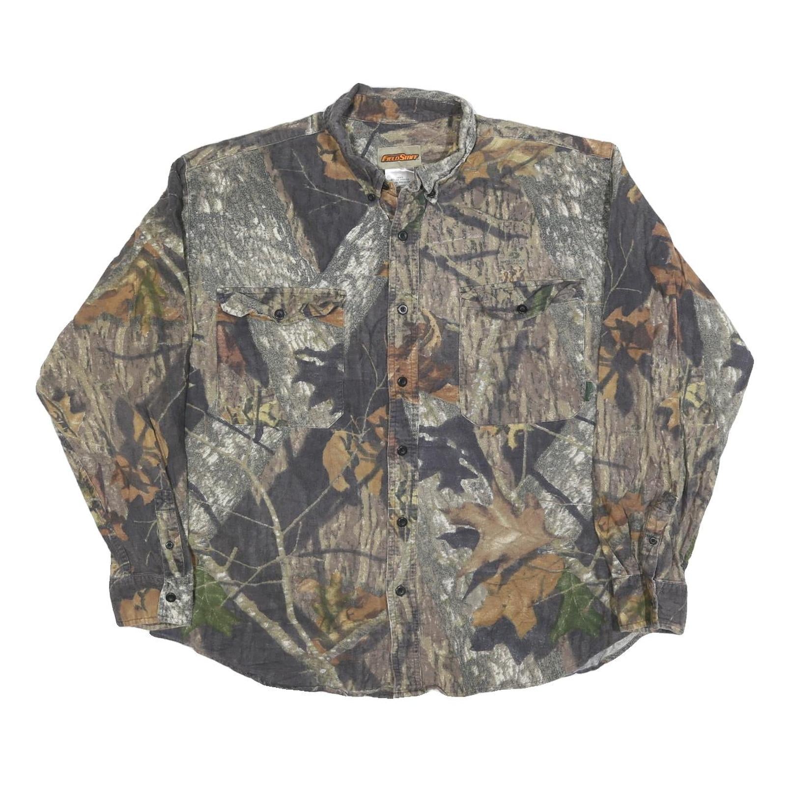 FIELD STAFF Mens Brown & Green Camouflage Shirt XL Cotton Blend Casual Work Refurbished - N/A refurbished available on Cerqular