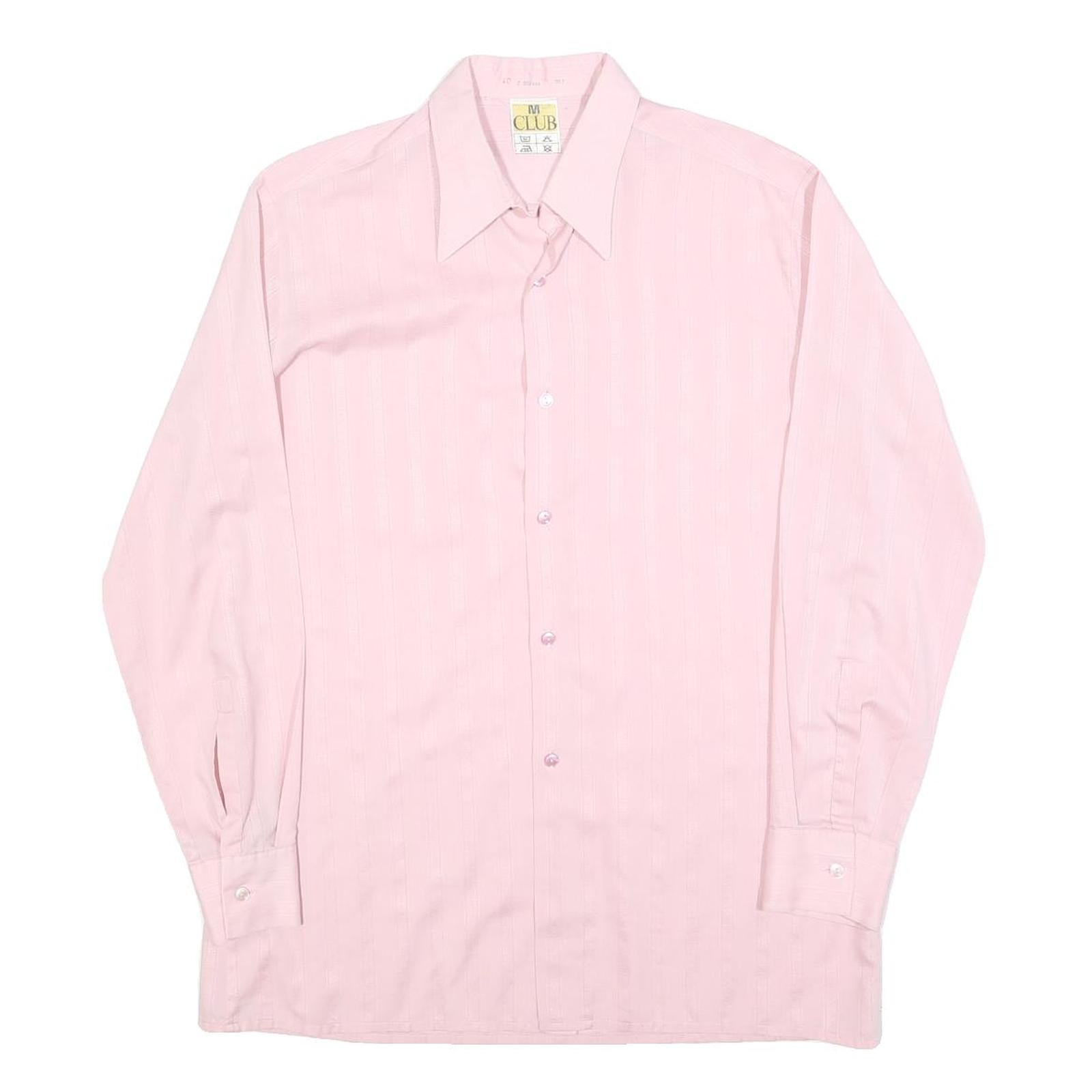 CLUB Mens Pink Long Sleeve Shirt M Polyester Blend Button Closure Formal Wear Refurbished - N/A refurbished available on Cerqular