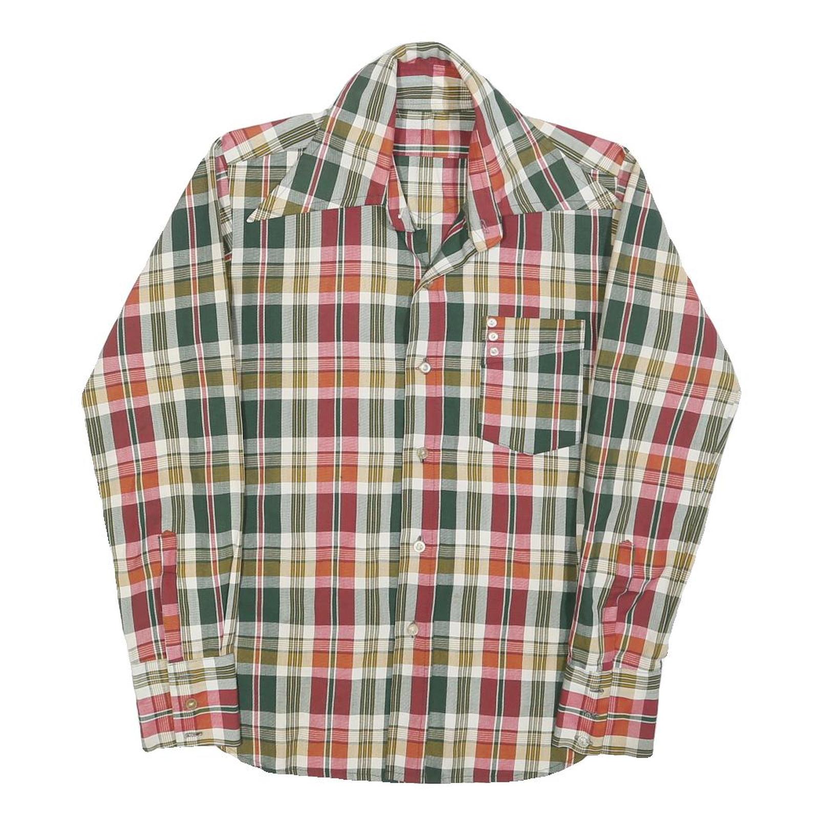 Mens Green Red White Cotton Blend Check Shirt XS Casual Button Front Refurbished - N/A refurbished available on Cerqular