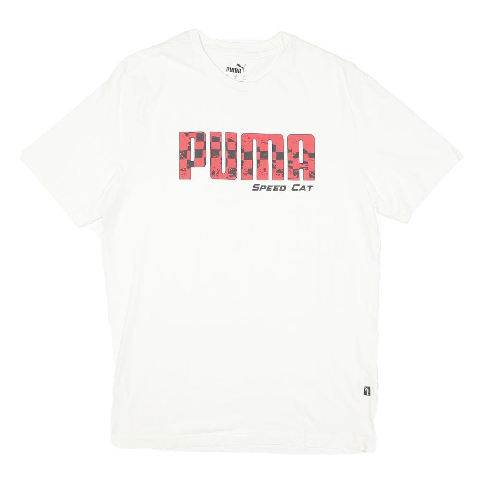 PUMA Mens White Red Graphic Modern T-Shirt L Short Sleeve Crew Neck Refurbished - N/A refurbished available on Cerqular