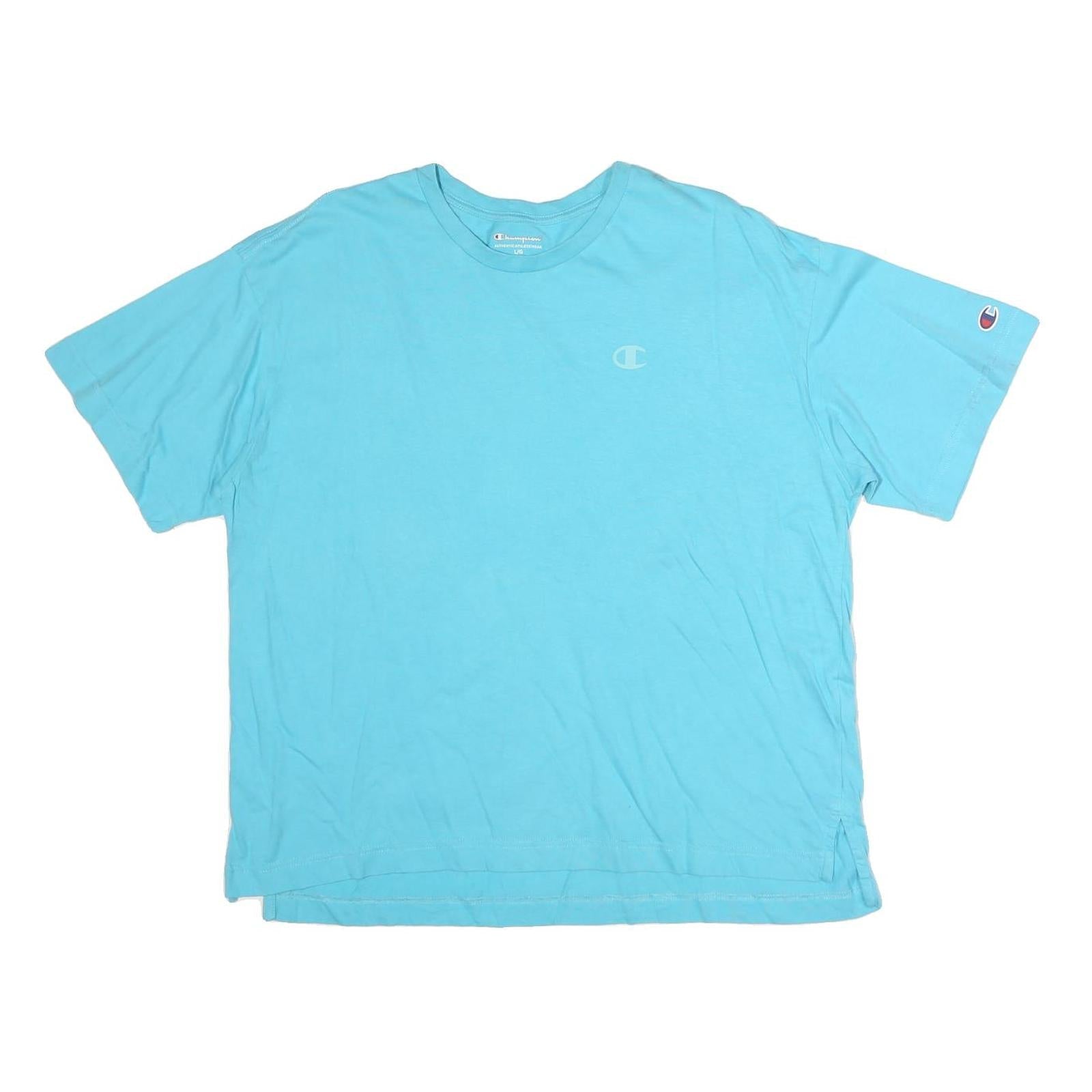 CHAMPION Womens Blue Crew Neck T-Shirt L Short Sleeve Cotton Casual Everyday Refurbished - N/A refurbished available on Cerqular