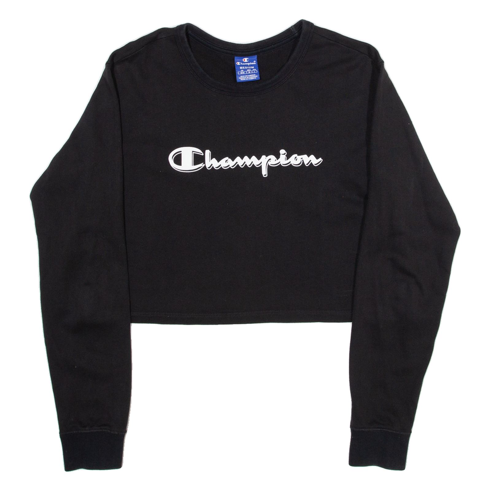 CHAMPION Cropped Womens Sweatshirt Black M Refurbished - N/A refurbished available on Cerqular