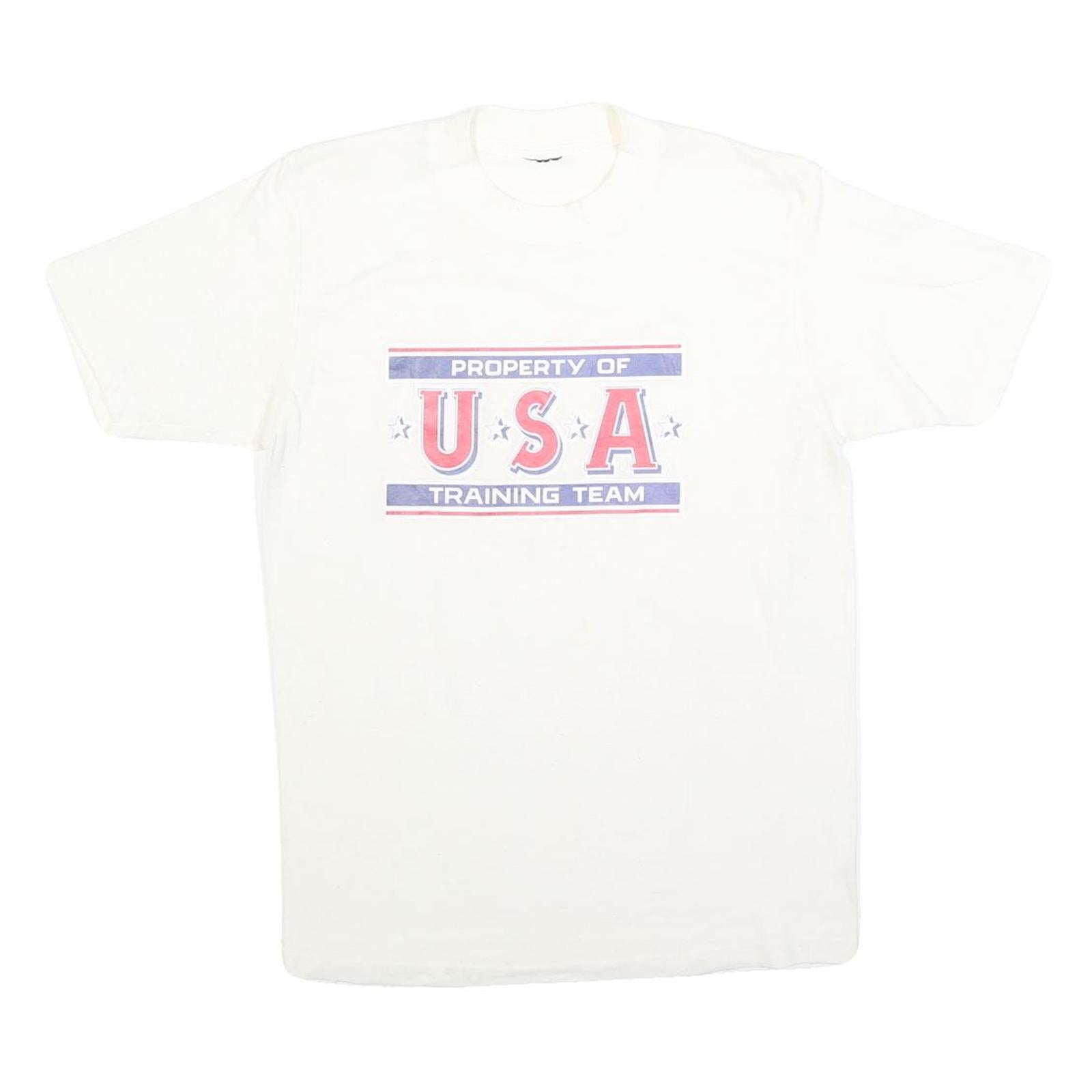 Mens White USA Property Of Training Team Graphic T-Shirt S Short Sleeve Crew Refurbished - N/A refurbished available on Cerqular
