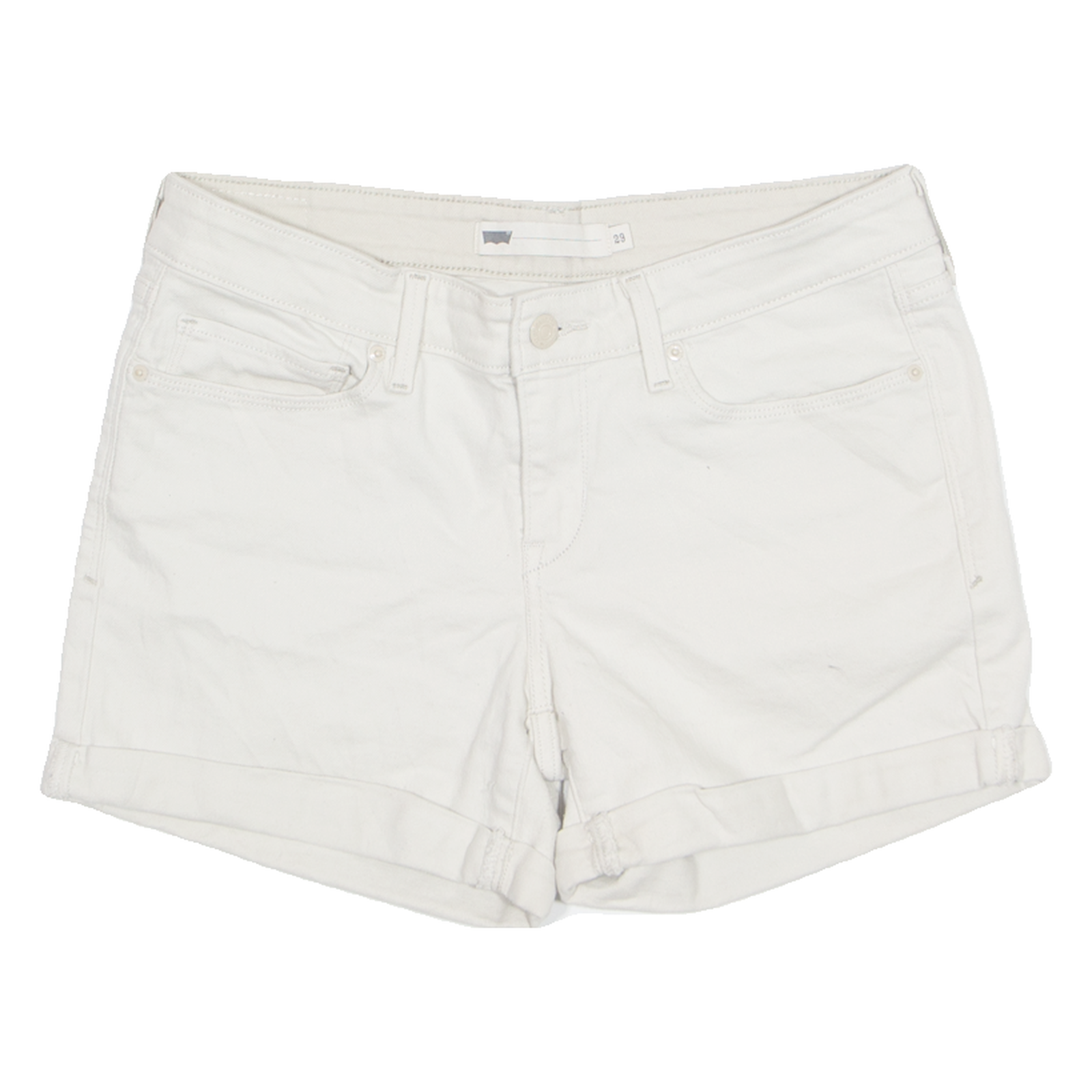 LEVI'S Turn Up Womens Denim Shorts Beige M W30 Refurbished - N/A refurbished available on Cerqular